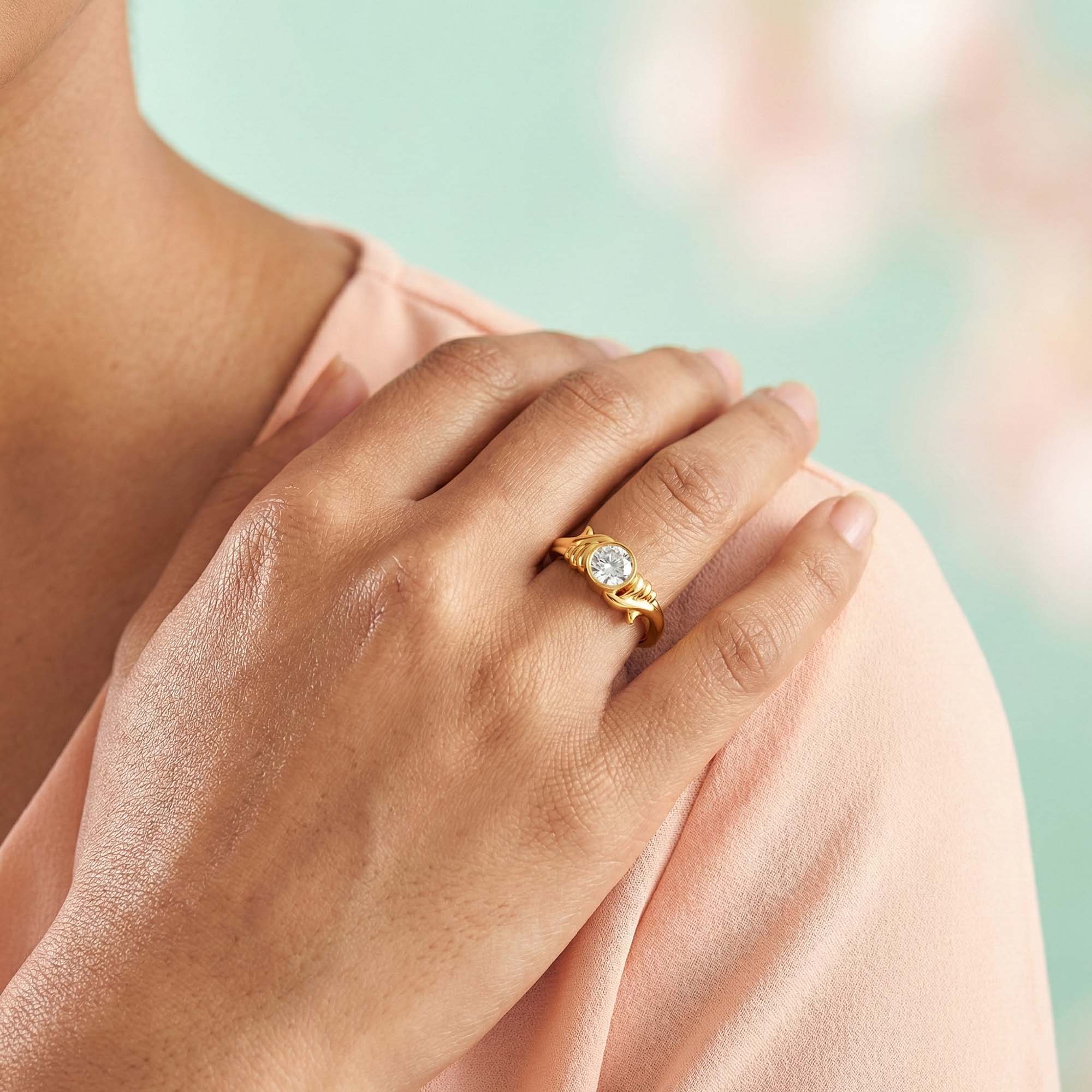 Lab-Grown Diamond Solitaire Ring for Women in 22K Yellow Gold – 0.25 Ct Round, 3 g (Design K10-28-BBZAA) thumbnail