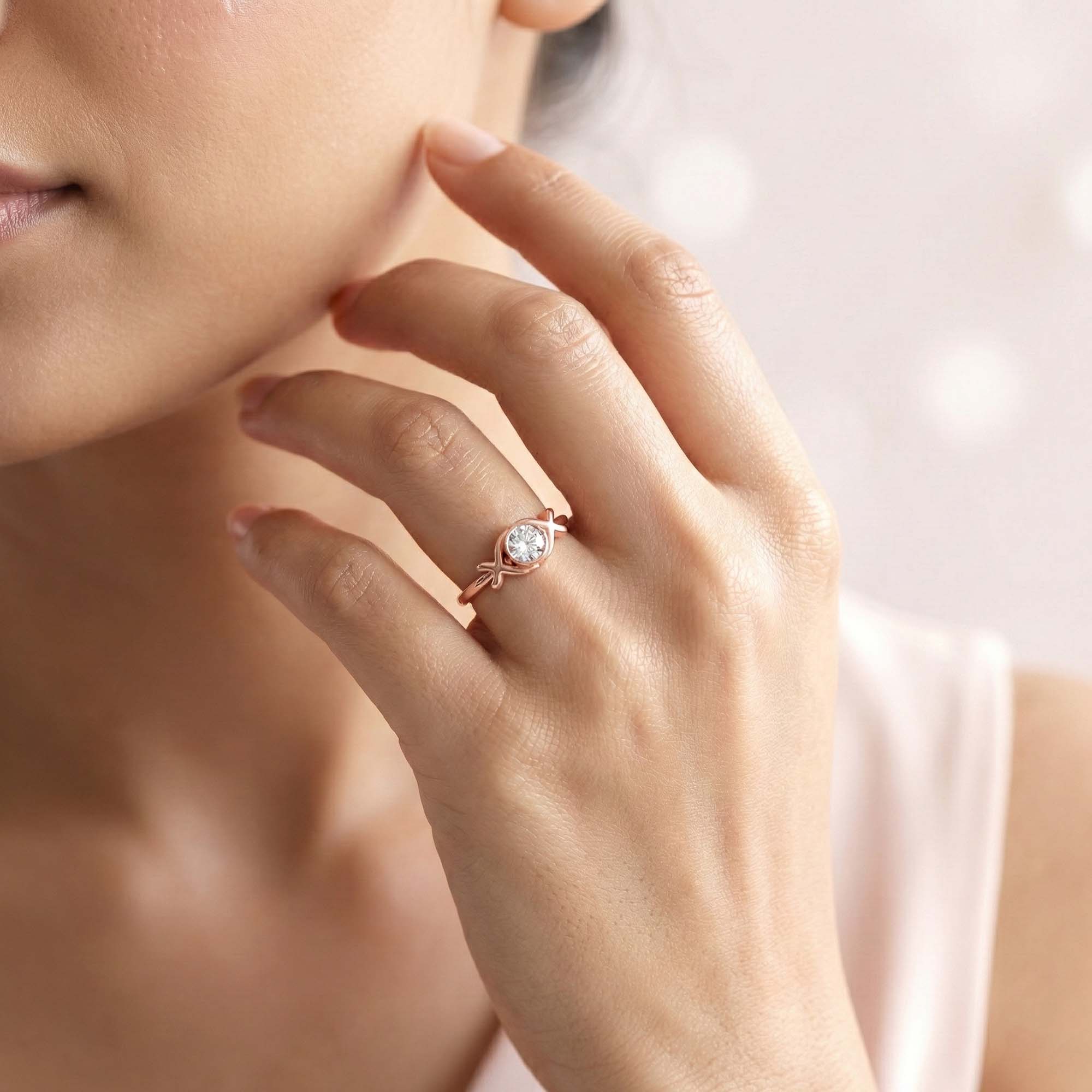 Lab-Grown Diamond Solitaire Ring for Women in 18K Rose Gold – 0.25 Ct Round, 3 g (Design K10-29-BBZAA) thumbnail