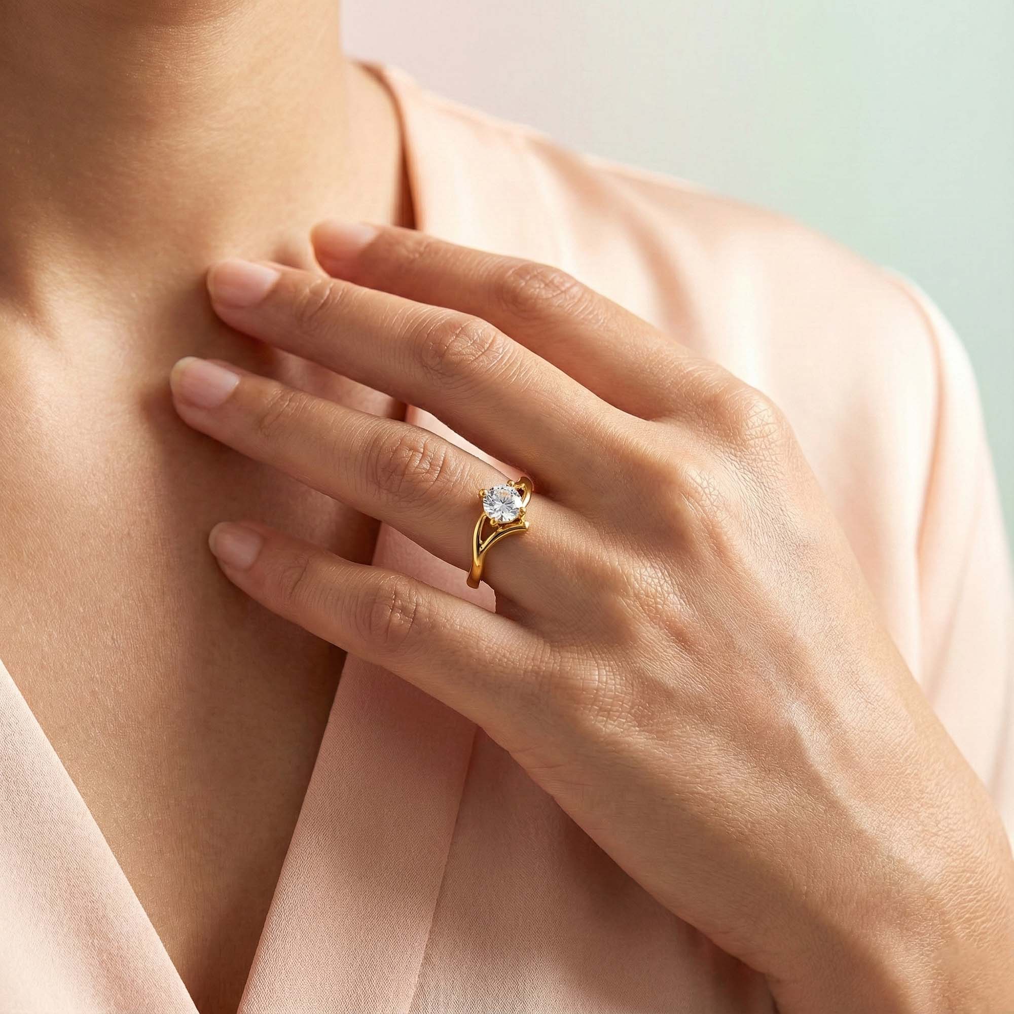 Lab-Grown Diamond Solitaire Ring for Women in 22K Yellow Gold – 0.25 Ct Round, 3 g (Design K10-30-APGAA) thumbnail