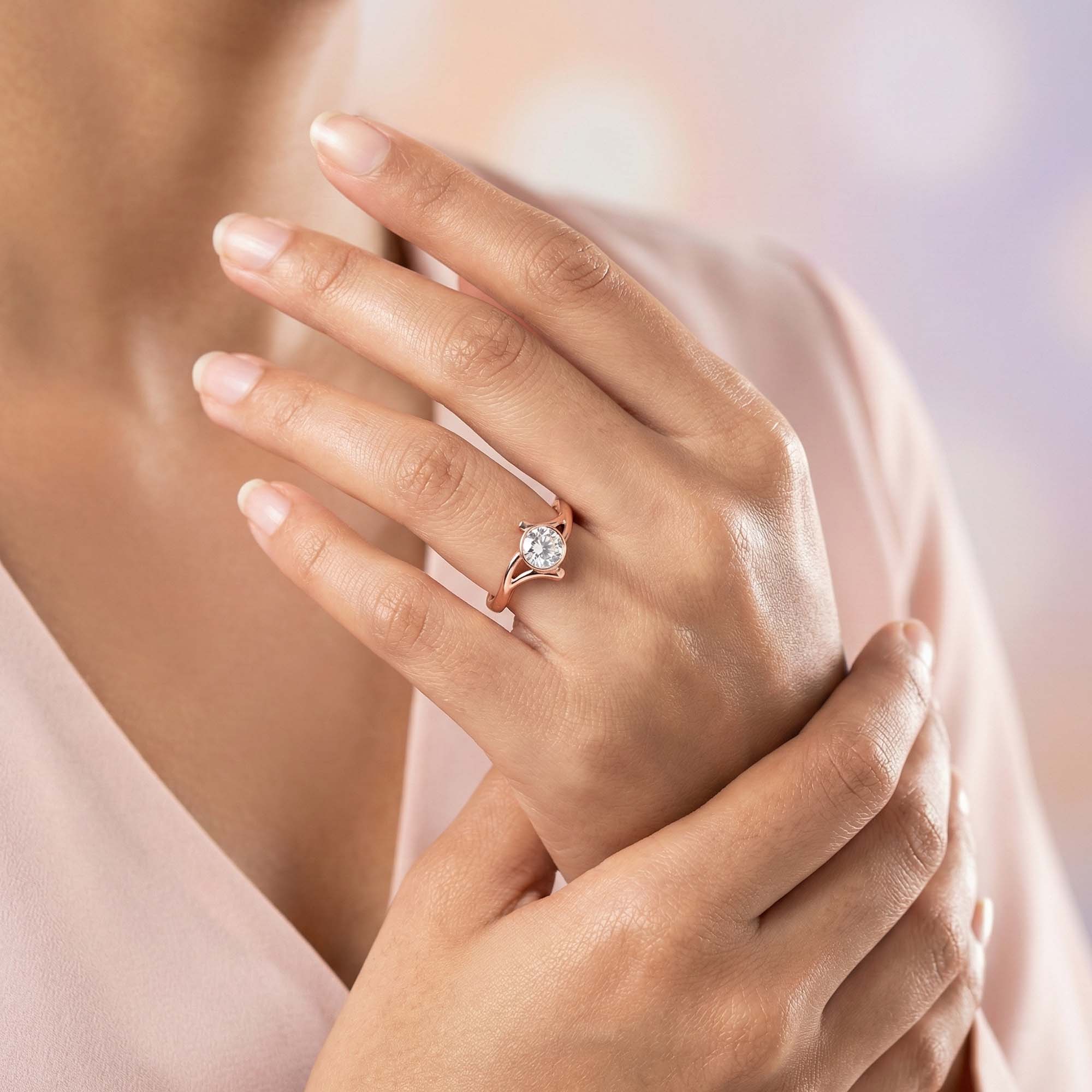 Lab-Grown Diamond Solitaire Ring for Women in 18K Rose Gold – 0.25 Ct Round, 3 g (Design K10-30-BBZAA) thumbnail