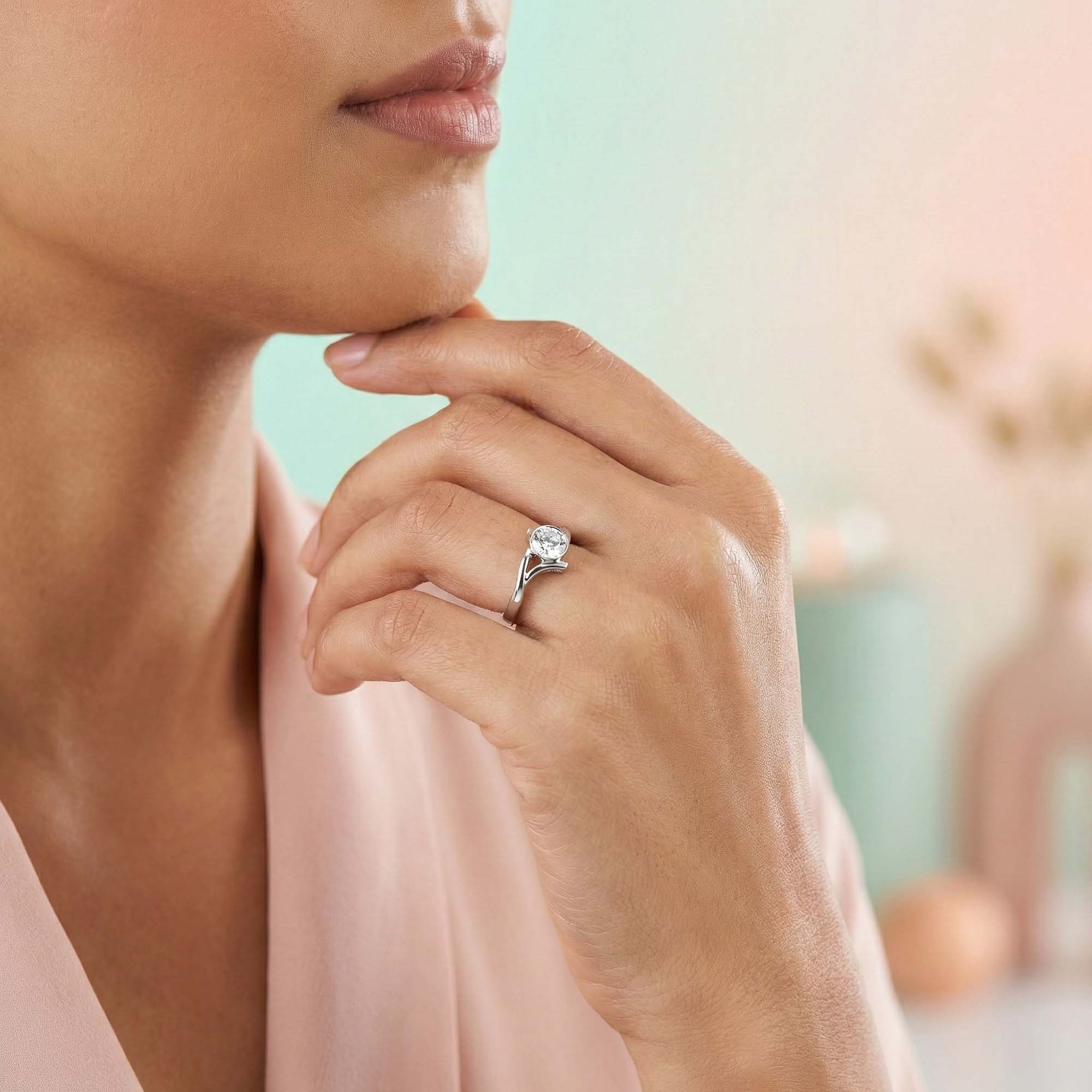 Lab-Grown Diamond Solitaire Ring for Women in 18K White Gold – 0.25 Ct Round, 3 g (Design K10-30-BBZAA) thumbnail