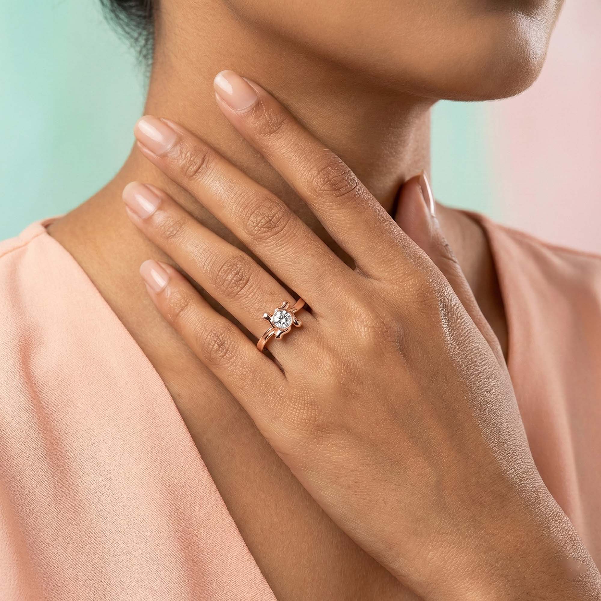 Lab-Grown Diamond Solitaire Ring for Women in 18K Rose Gold – 0.25 Ct Round, 3 g (Design K10-31-BBZAA) thumbnail