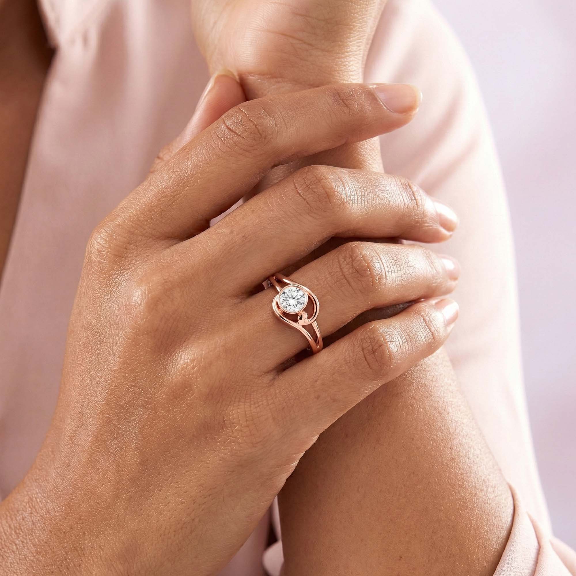 Lab-Grown Diamond Solitaire Ring for Women in 18K Rose Gold – 0.25 Ct Round, 3 g (Design K10-32-BBZAA) thumbnail