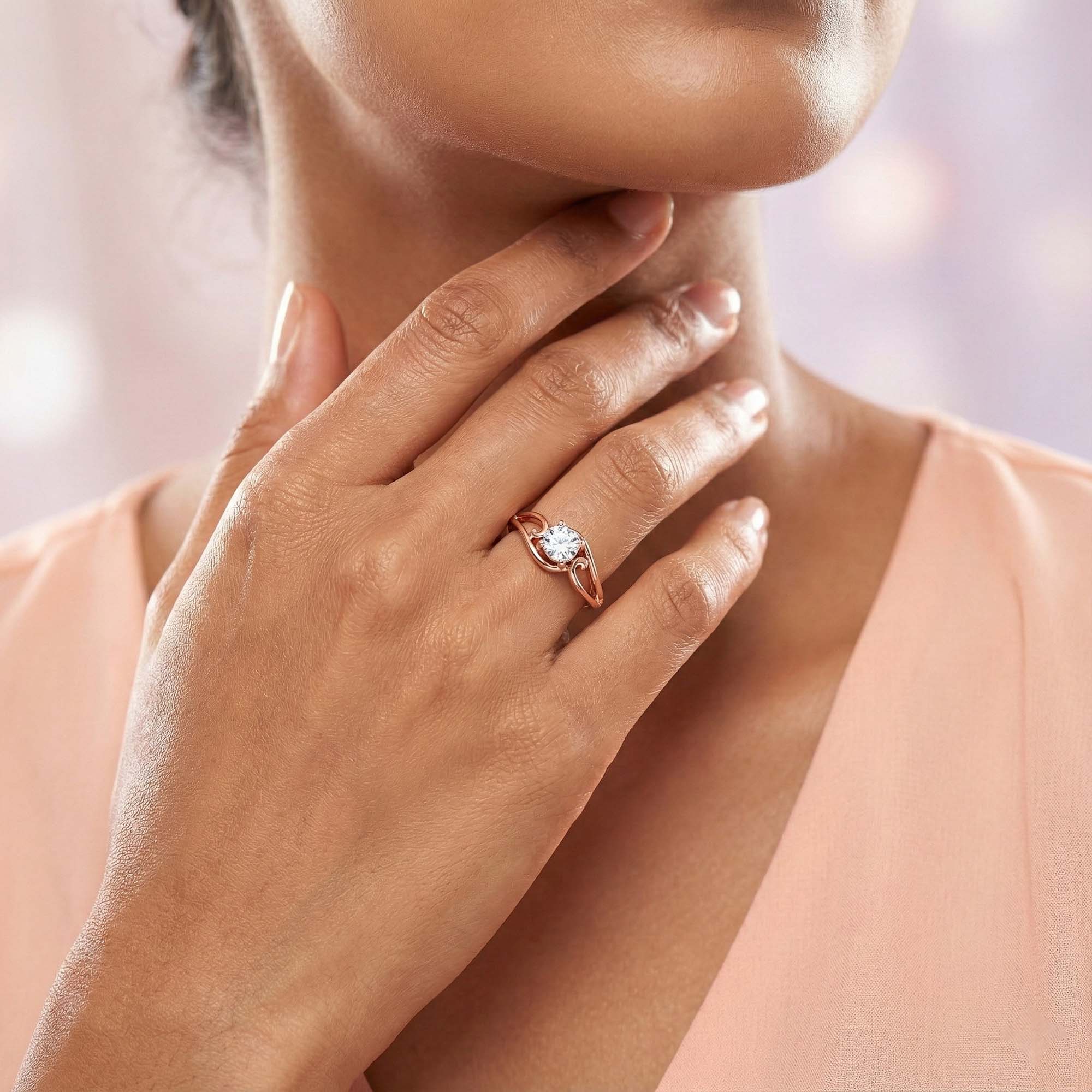 Lab-Grown Diamond Solitaire Ring for Women in 18K Rose Gold – 0.25 Ct Round, 3 g (Design K10-33-APGAA) thumbnail