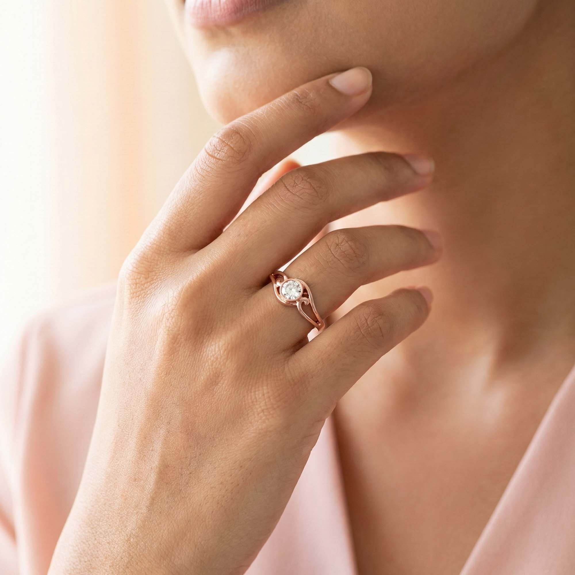 Lab-Grown Diamond Solitaire Ring for Women in 18K Rose Gold – 0.25 Ct Round, 3 g (Design K10-33-BBZAA) thumbnail