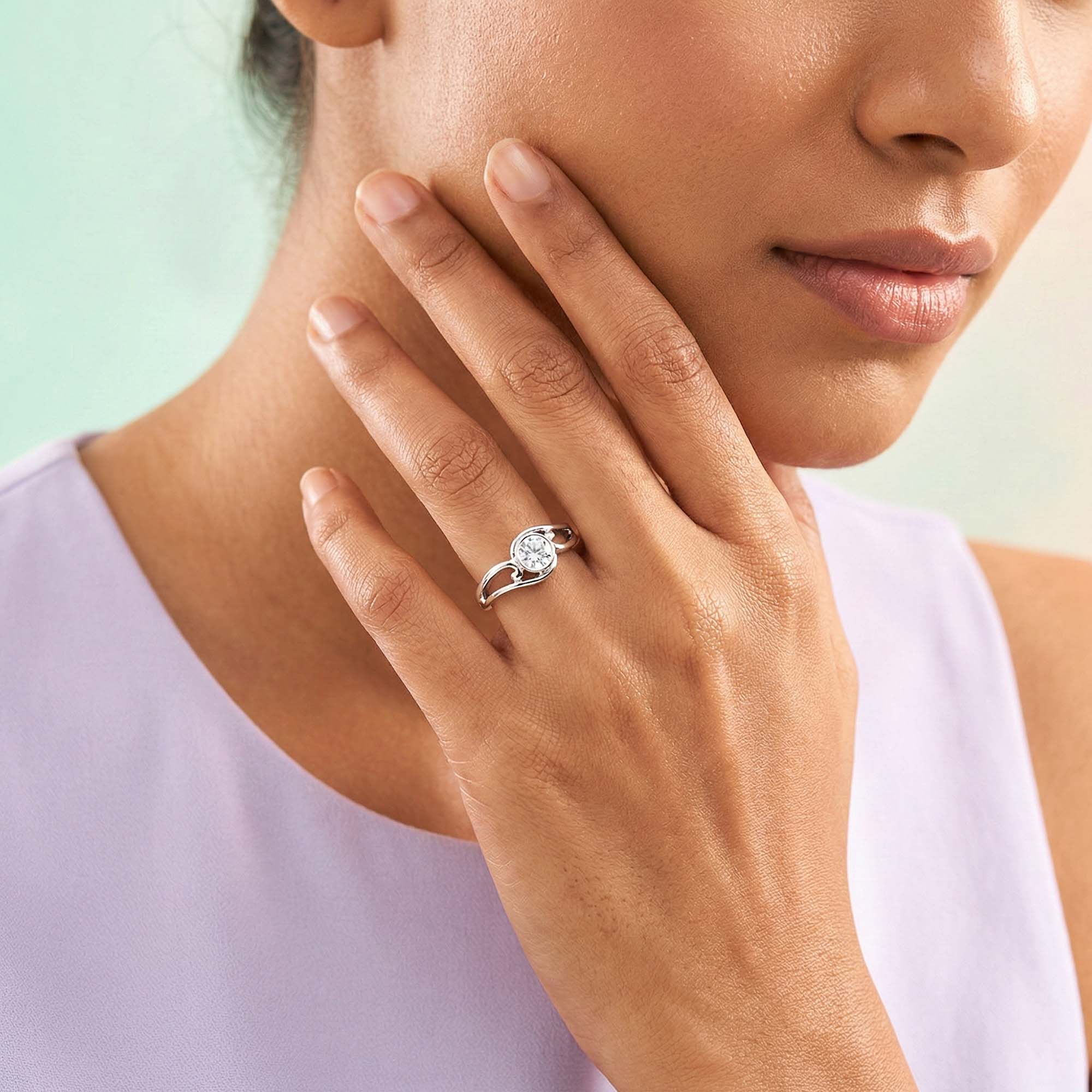 Lab-Grown Diamond Solitaire Ring for Women in 18K White Gold – 0.25 Ct Round, 3 g (Design K10-33-BBZAA) thumbnail