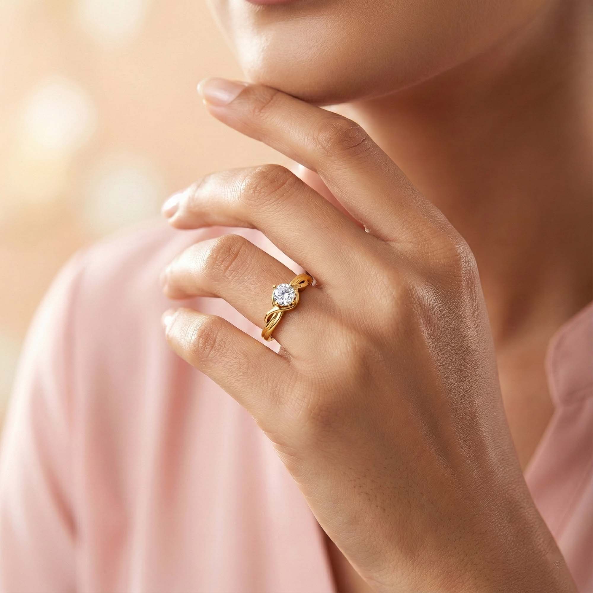Lab-Grown Diamond Solitaire Ring for Women in 22K Yellow Gold – 0.25 Ct Round, 3 g (Design K10-34-APGAA) thumbnail