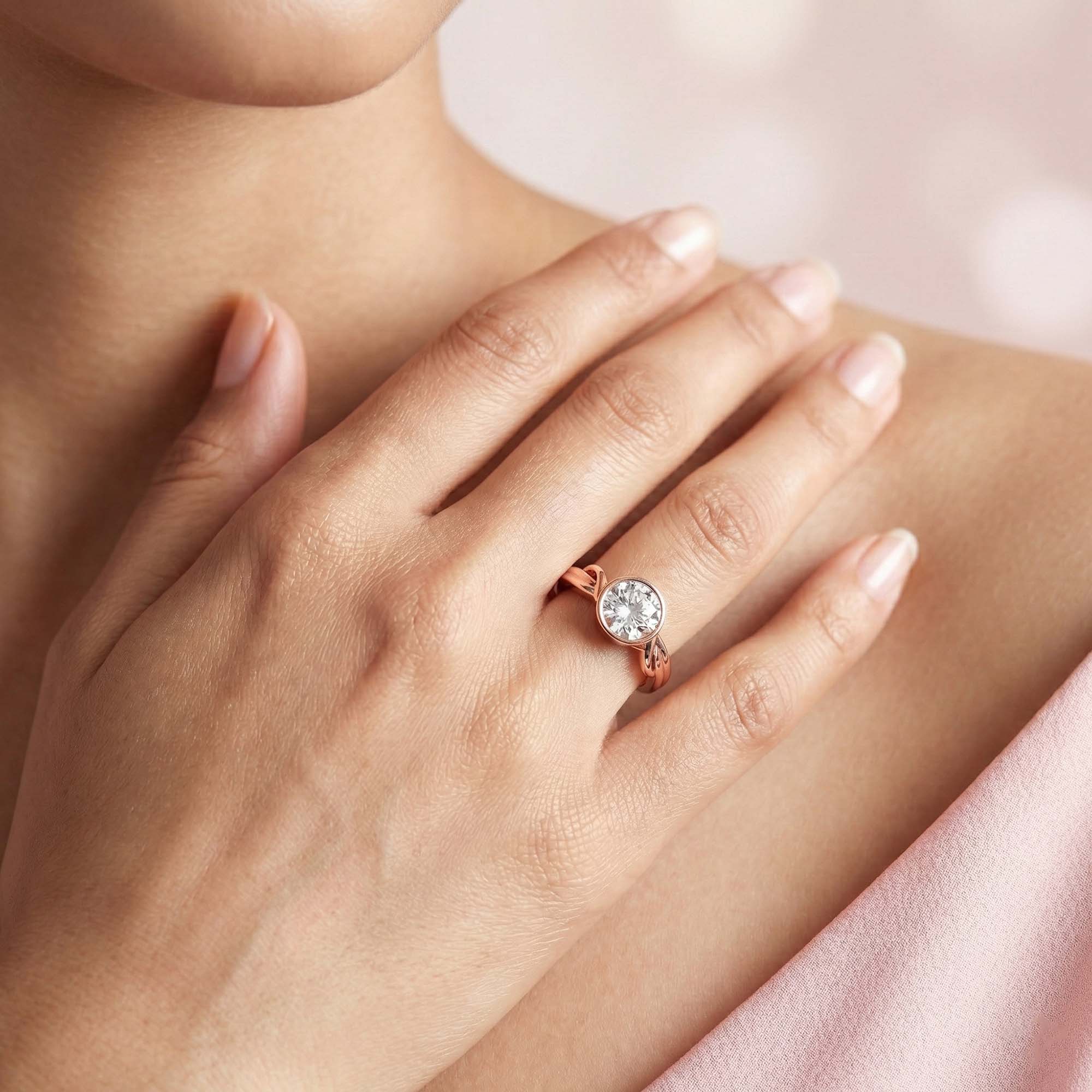 Lab-Grown Diamond Solitaire Ring for Women in 18K Rose Gold – 0.25 Ct Round, 3 g (Design K10-34-BBZAA) thumbnail