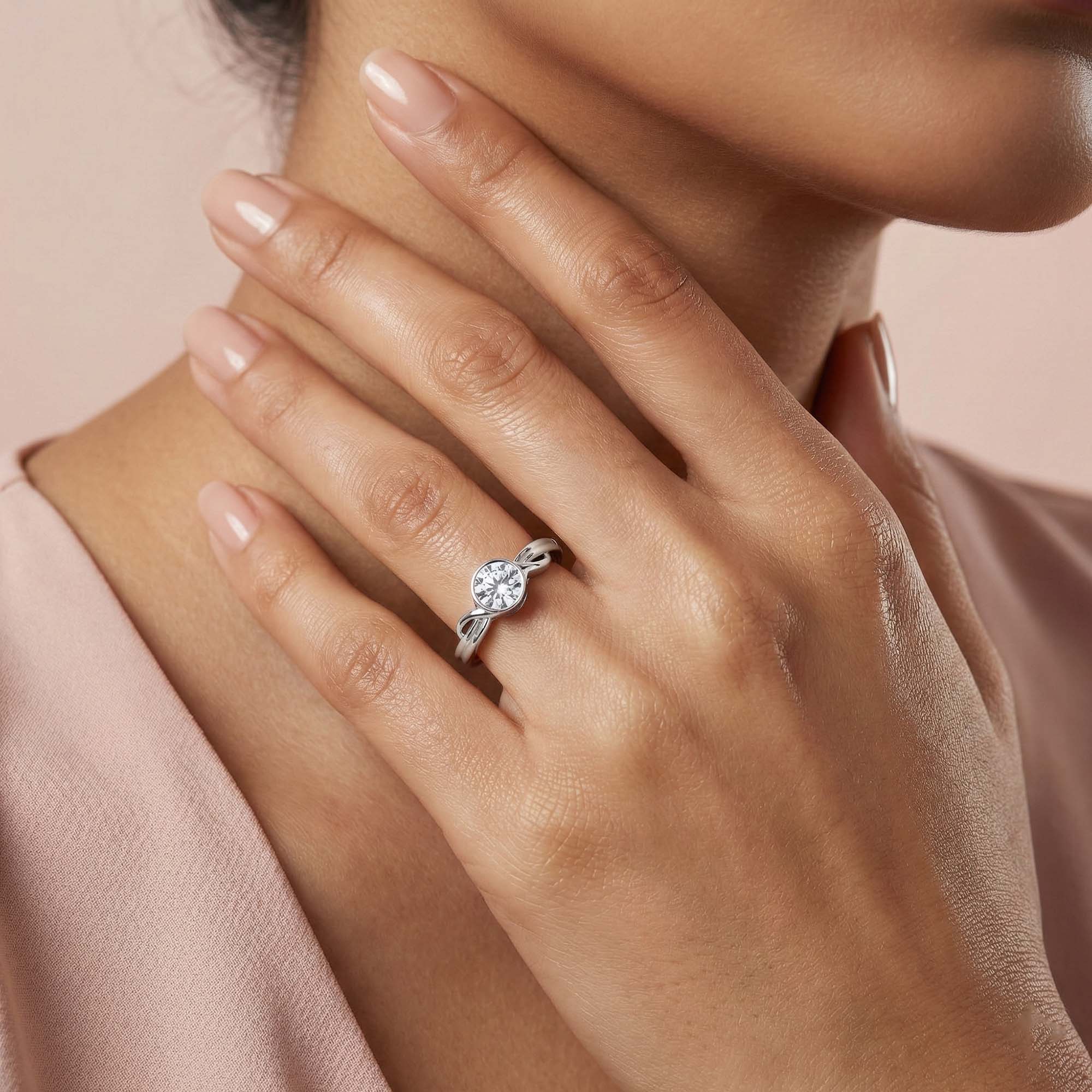 Lab-Grown Diamond Solitaire Ring for Women in 18K White Gold – 0.25 Ct Round, 3 g (Design K10-34-BBZAA) thumbnail