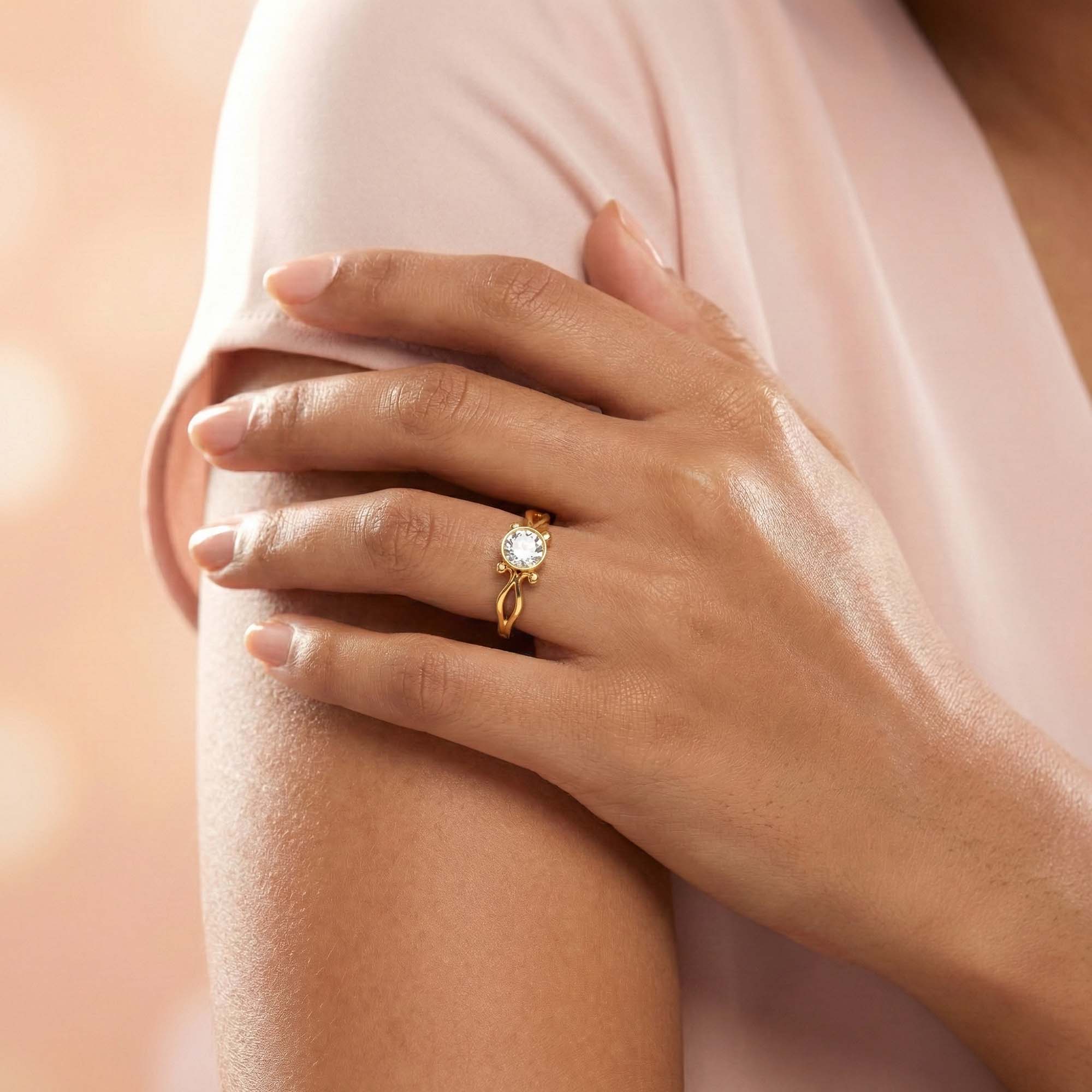 Lab-Grown Diamond Solitaire Ring for Women in 22K Yellow Gold – 0.25 Ct Round, 3 g (Design K10-35-BBZAA) thumbnail