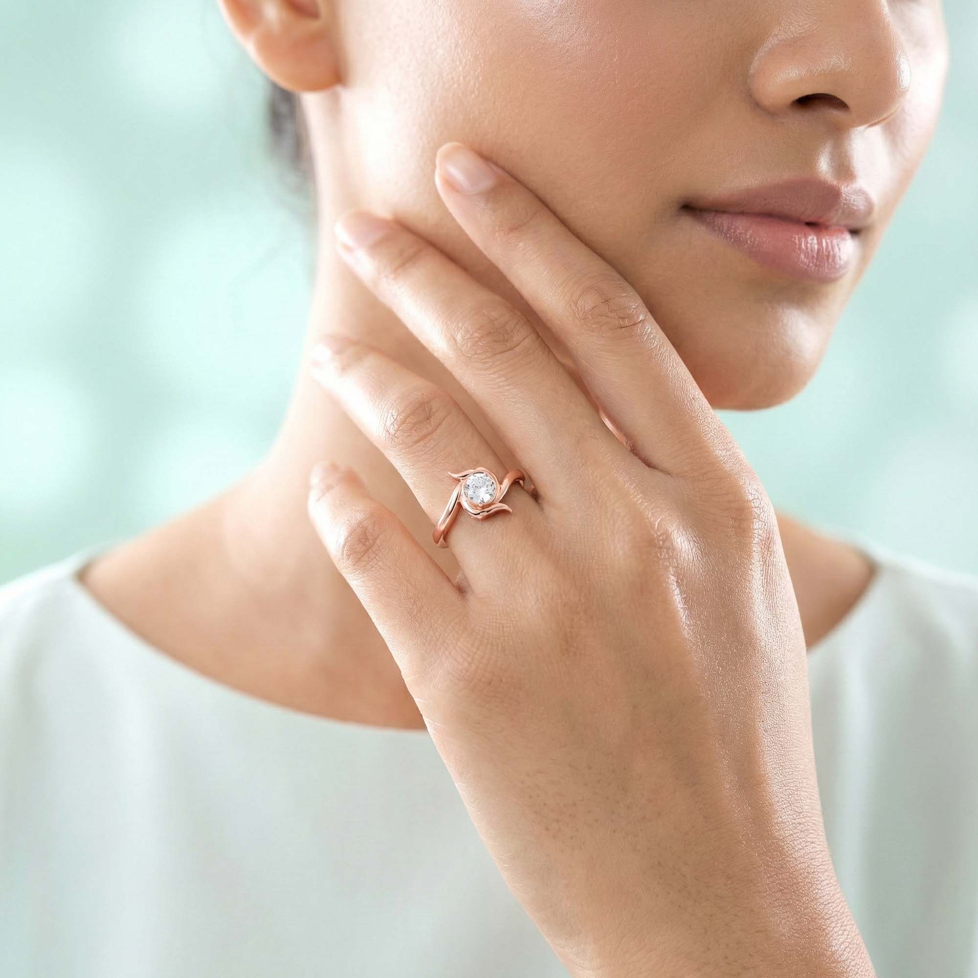 Lab-Grown Diamond Solitaire Ring for Women in 18K Rose Gold – 0.25 Ct Round, 3 g (Design K10-36-BBZAA) thumbnail