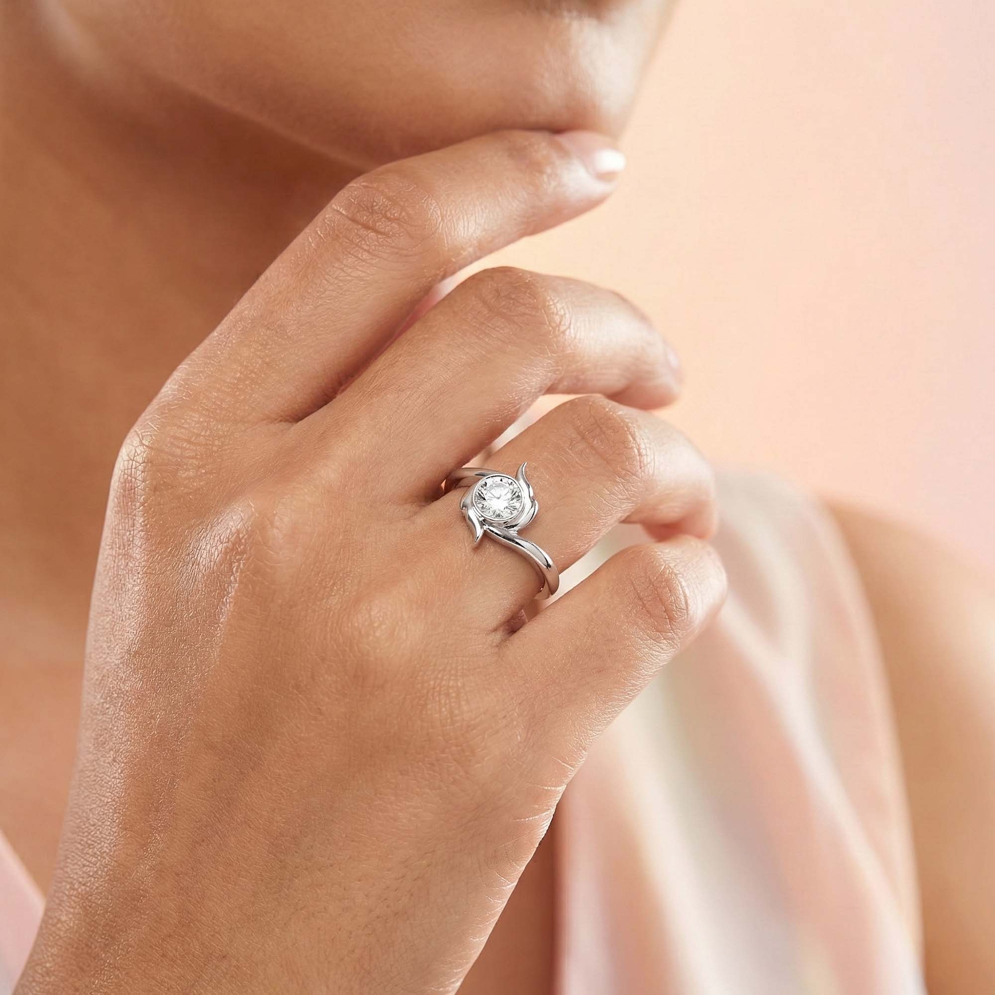 Lab-Grown Diamond Solitaire Ring for Women in 18K White Gold – 0.25 Ct Round, 3 g (Design K10-36-BBZAA) thumbnail