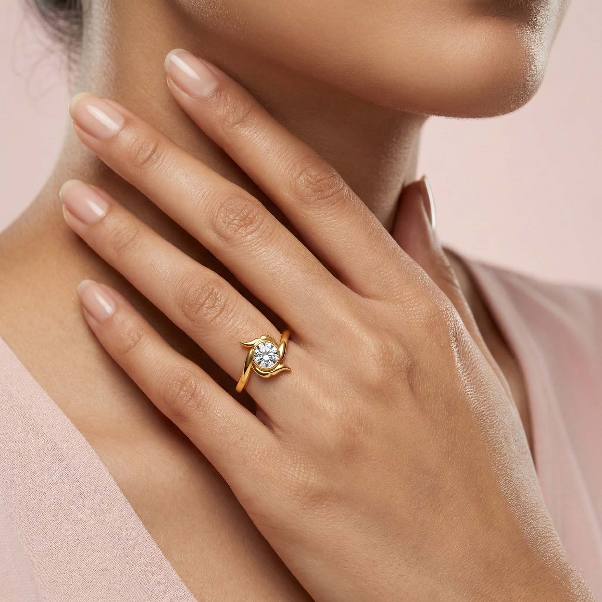 Lab-Grown Diamond Solitaire Ring for Women in 22K Yellow Gold – 0.25 Ct Round, 3 g (Design K10-36-BBZAA) thumbnail