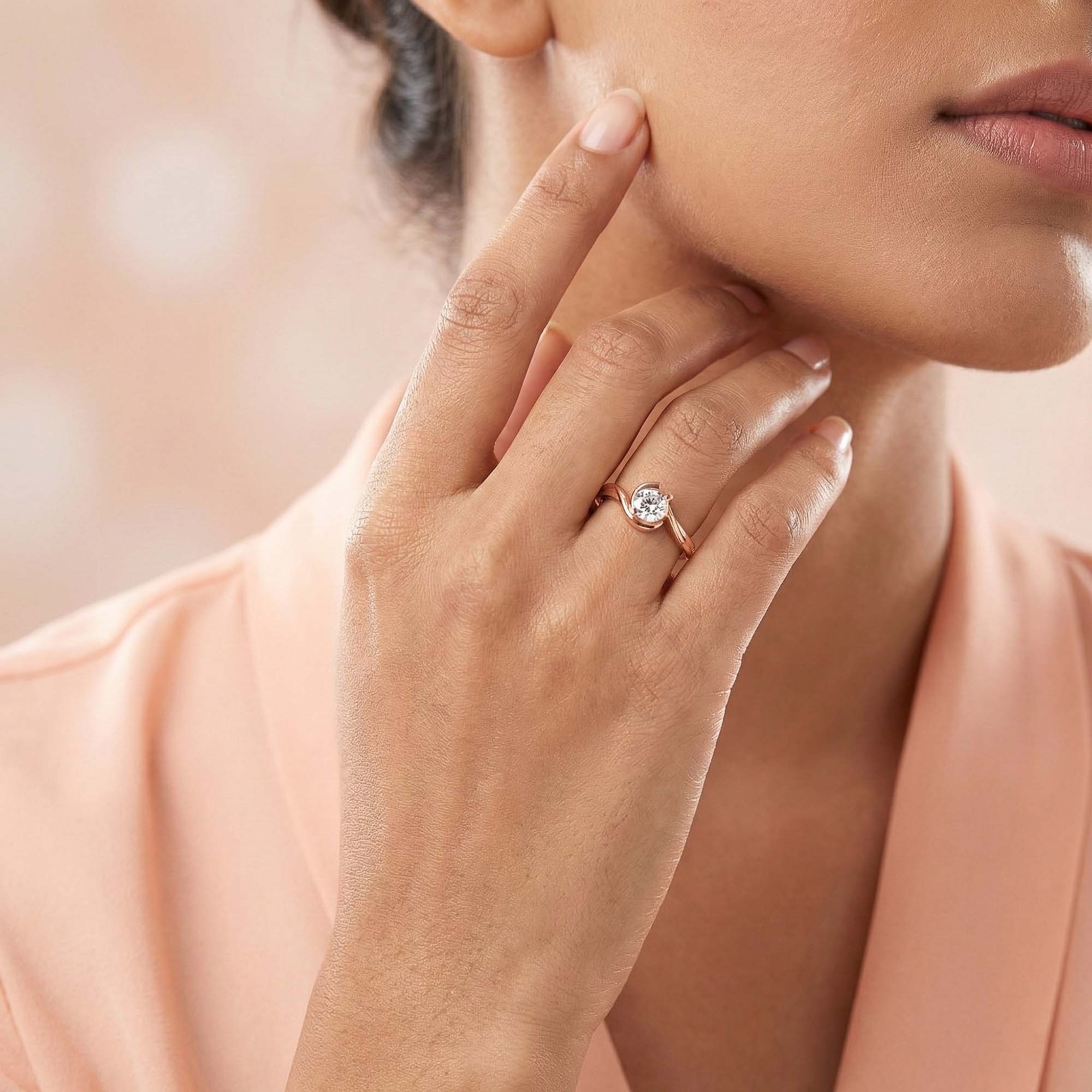 Lab-Grown Diamond Solitaire Ring for Women in 18K Rose Gold – 0.25 Ct Round, 3 g (Design K10-37-BBZAA) thumbnail