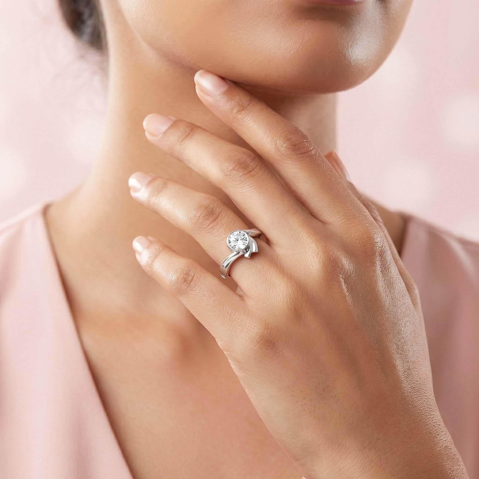 Lab-Grown Diamond Solitaire Ring for Women in 18K White Gold – 0.25 Ct Round, 3 g (Design K10-37-BBZAA) thumbnail