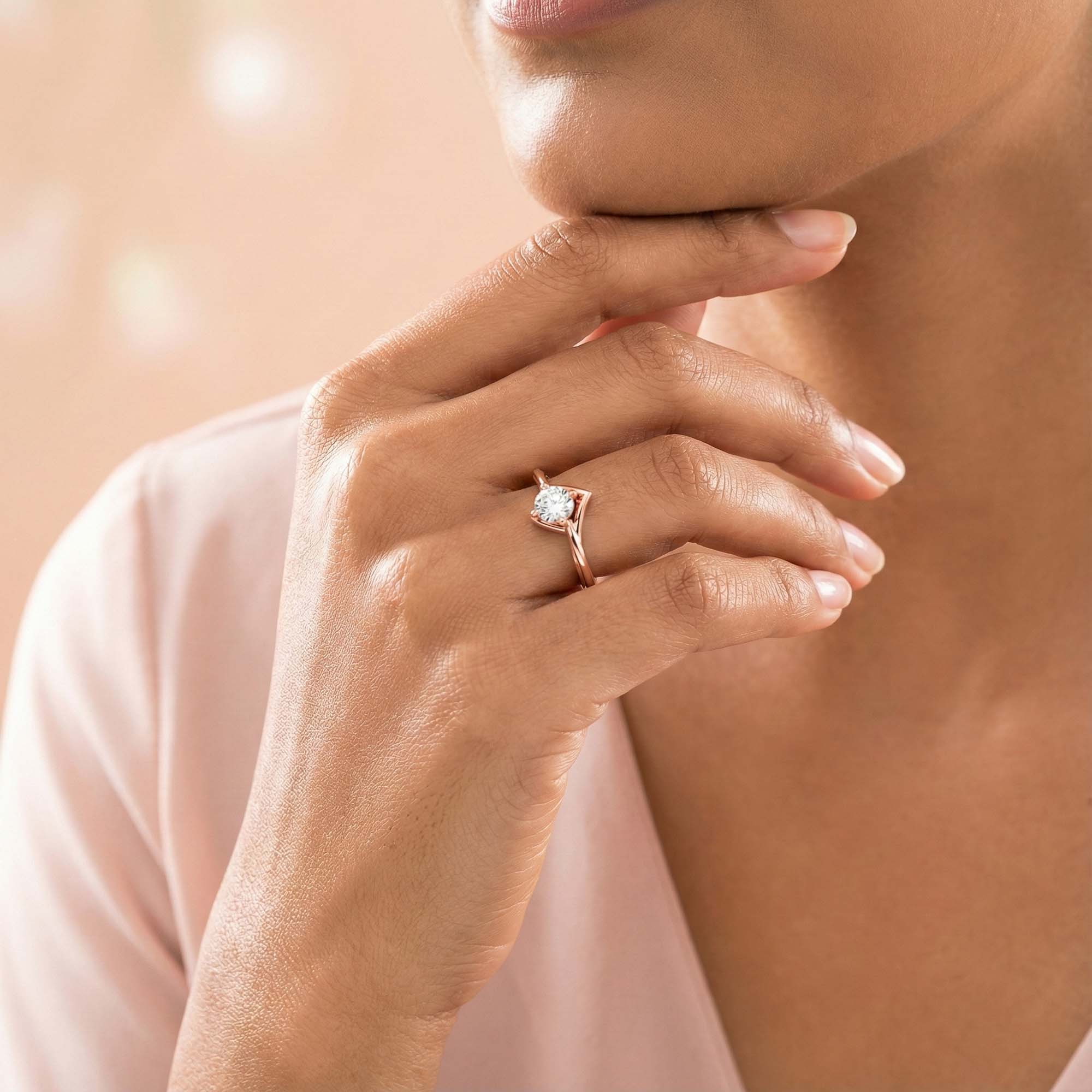 Lab-Grown Diamond Solitaire Ring for Women in 18K Rose Gold – 0.25 Ct Round, 3 g (Design K10-38-APGAA) thumbnail