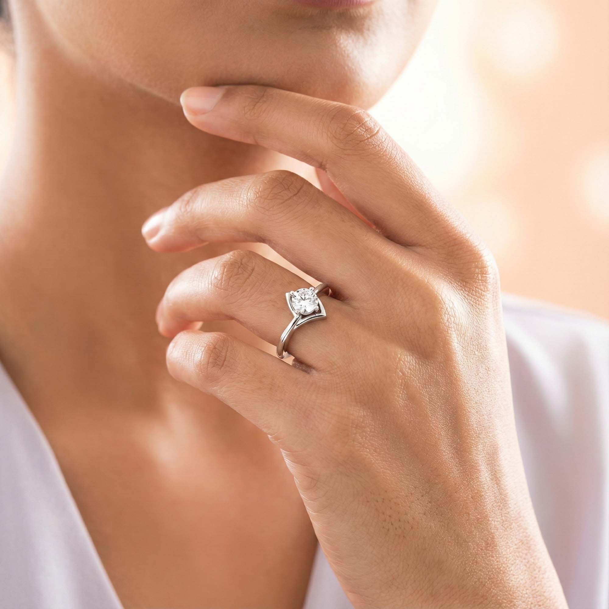 Lab-Grown Diamond Solitaire Ring for Women in 18K White Gold – 0.25 Ct Round, 3 g (Design K10-38-APGAA) thumbnail