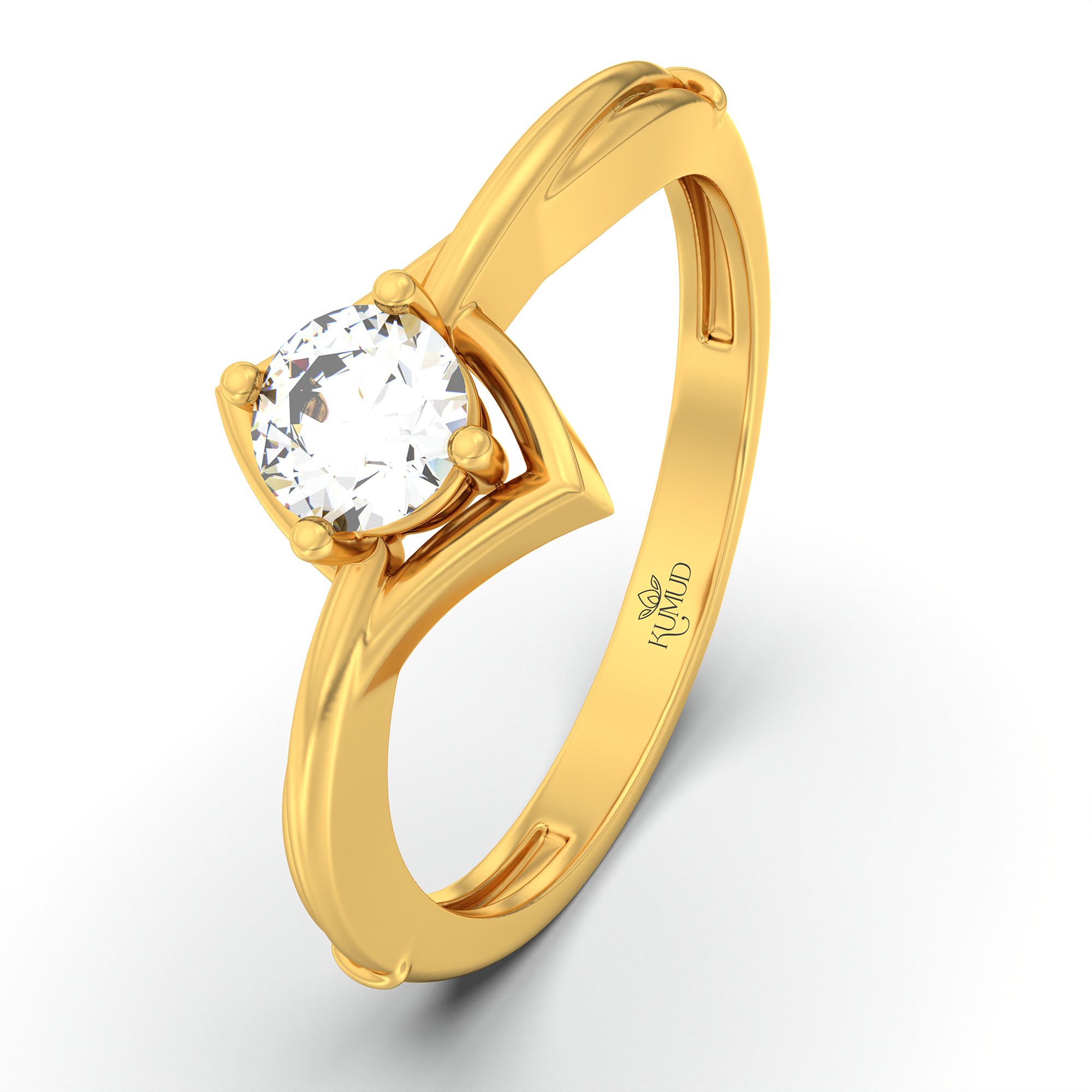 Lab-Grown Diamond Solitaire Ring for Women in 22K Yellow Gold – 0.25 Ct Round, 3 g (Design K10-38-APGAA) thumbnail