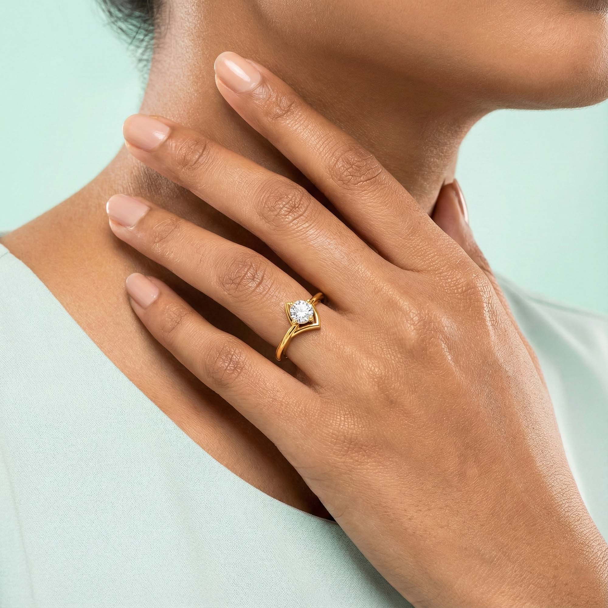 Lab-Grown Diamond Solitaire Ring for Women in 22K Yellow Gold – 0.25 Ct Round, 3 g (Design K10-38-APGAA) thumbnail