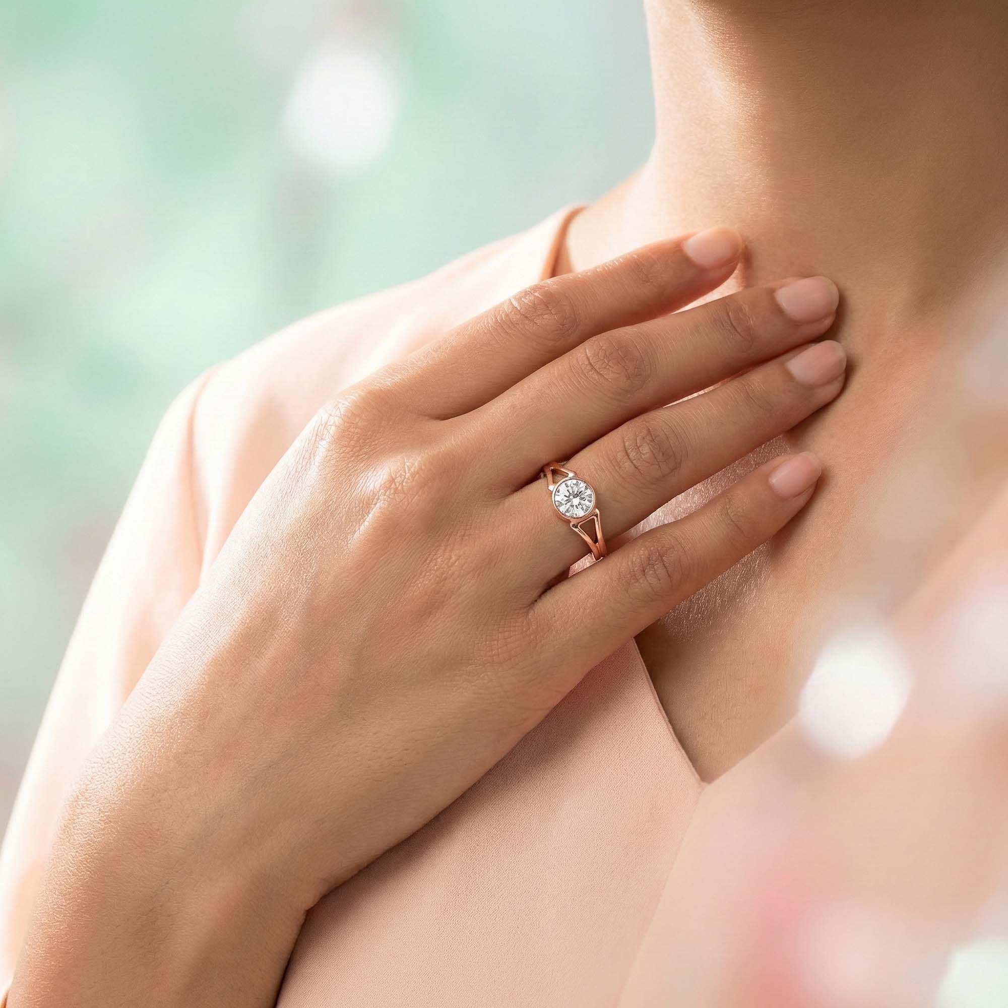 Lab-Grown Diamond Solitaire Ring for Women in 18K Rose Gold – 0.25 Ct Round, 3 g (Design K10-39-BBZAA) thumbnail