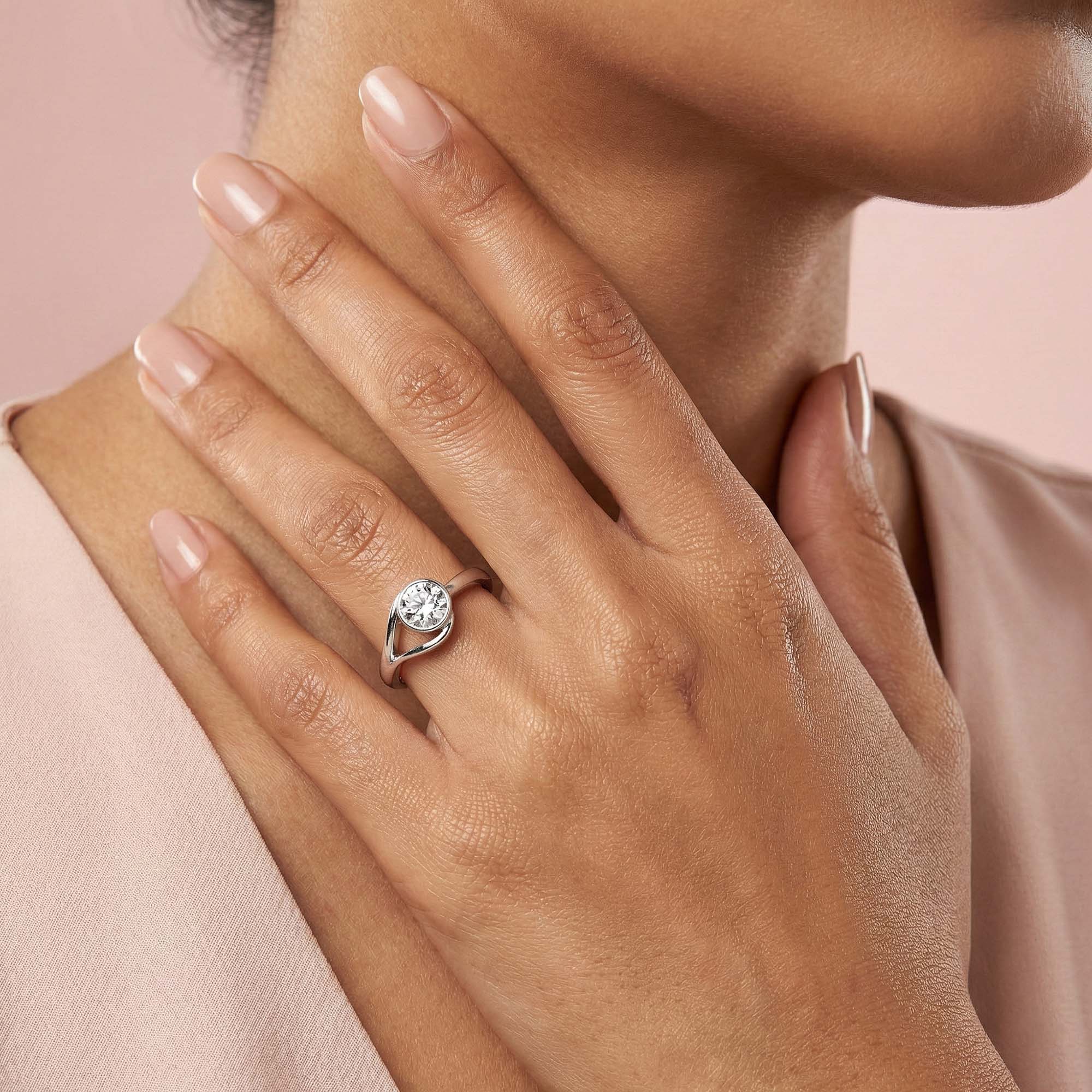 Lab-Grown Diamond Solitaire Ring for Women in 18K White Gold – 0.25 Ct Round, 3 g (Design K10-40-BBZAA) thumbnail