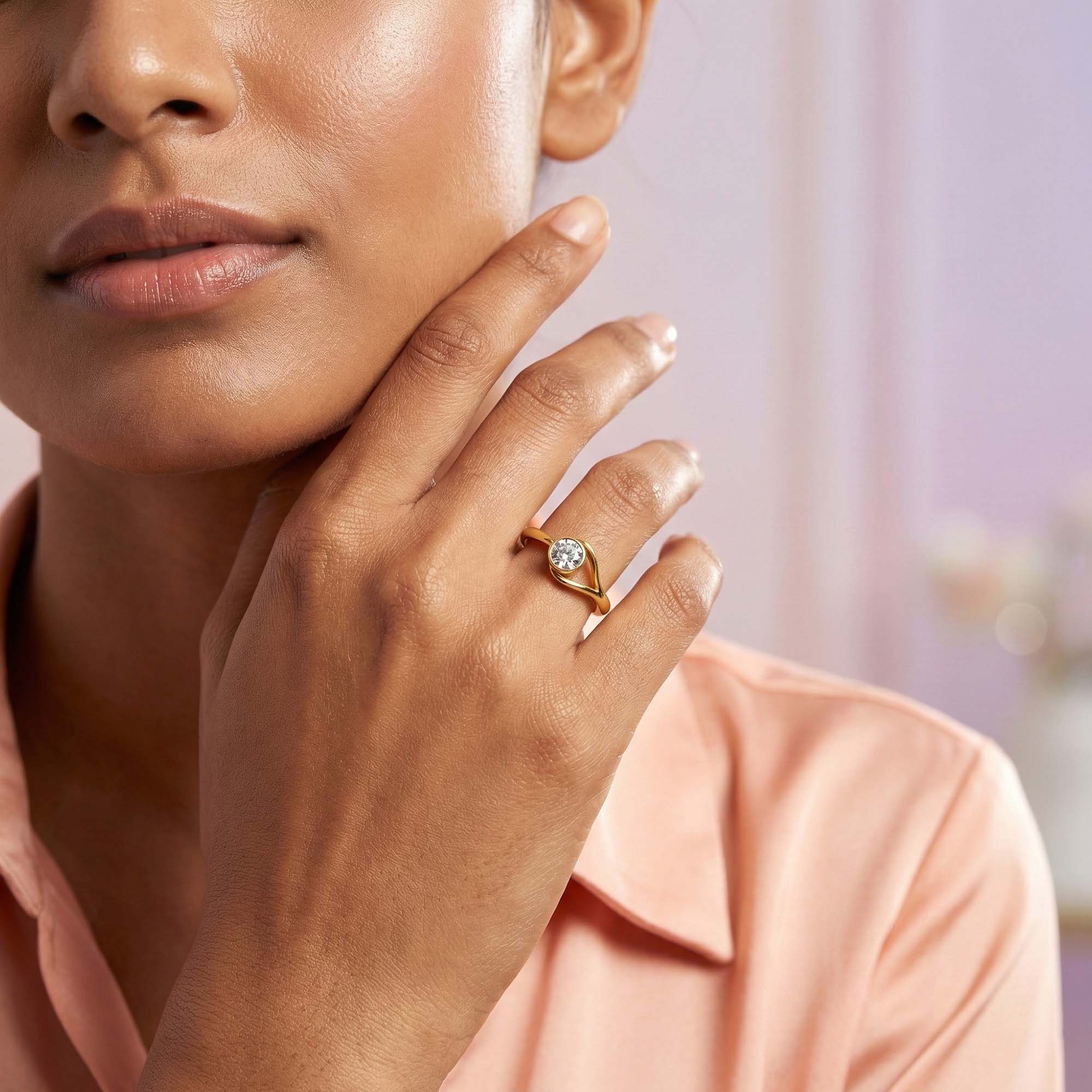 Lab-Grown Diamond Solitaire Ring for Women in 22K Yellow Gold – 0.25 Ct Round, 3 g (Design K10-40-BBZAA) thumbnail