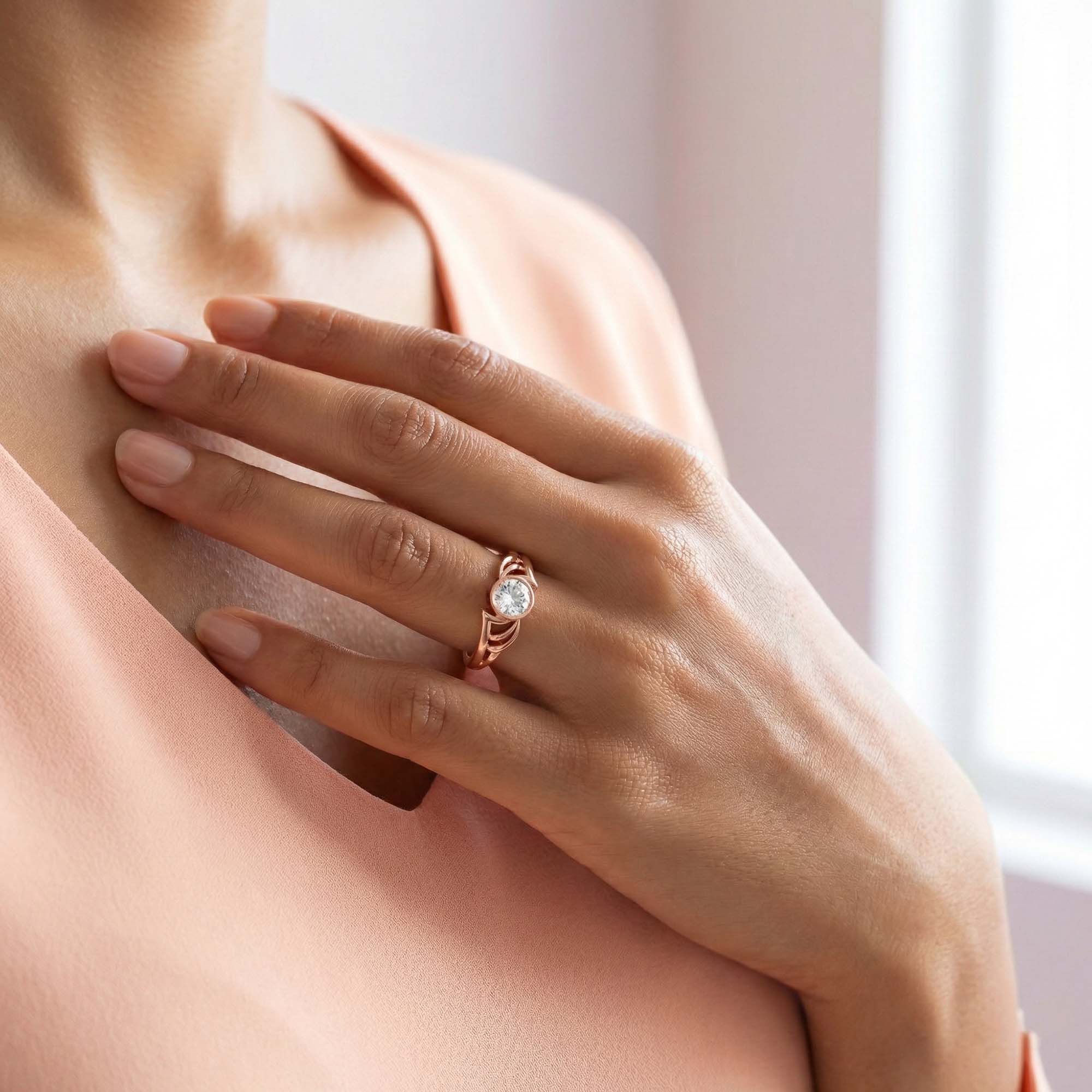 Lab-Grown Diamond Solitaire Ring for Women in 18K Rose Gold – 0.25 Ct Round, 3 g (Design K10-41-BBZAA) thumbnail