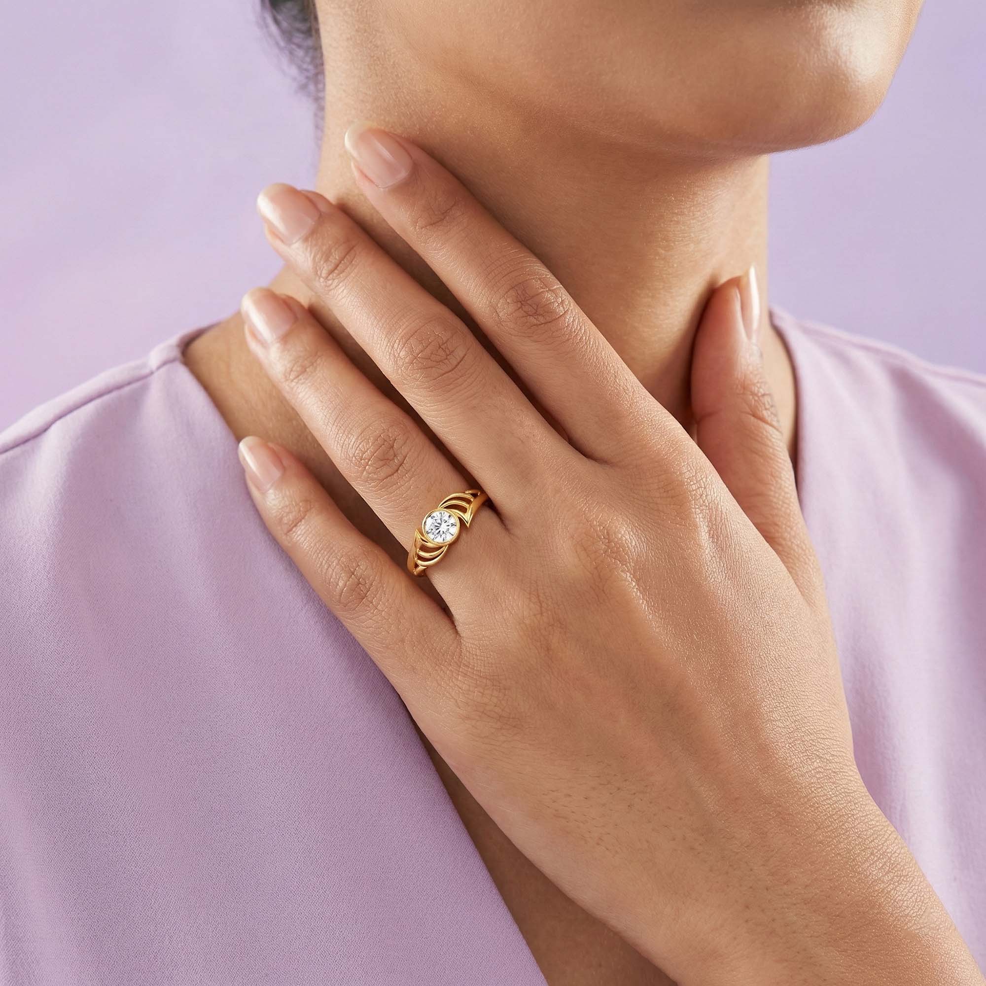 Lab-Grown Diamond Solitaire Ring for Women in 22K Yellow Gold – 0.25 Ct Round, 3 g (Design K10-41-BBZAA) thumbnail
