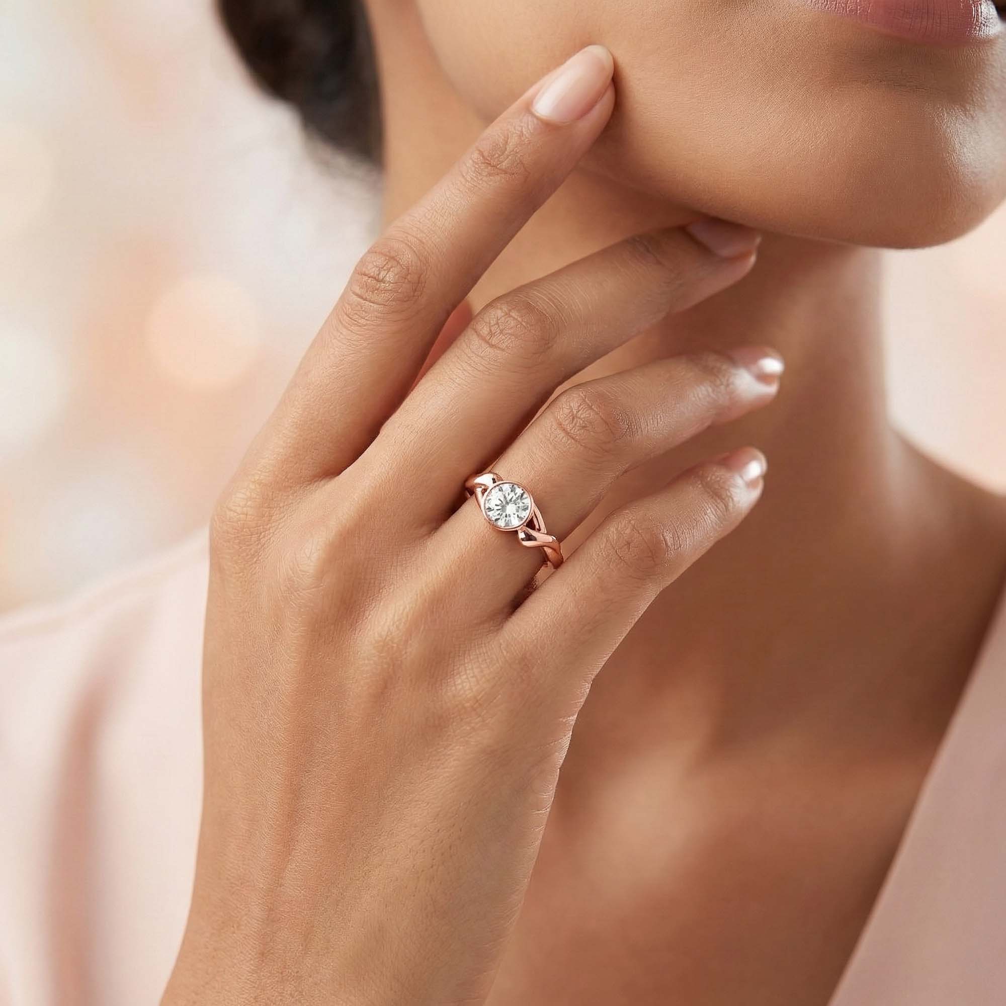 Lab-Grown Diamond Solitaire Ring for Women in 18K Rose Gold – 0.25 Ct Round, 3 g (Design K10-42-BBZAA) thumbnail