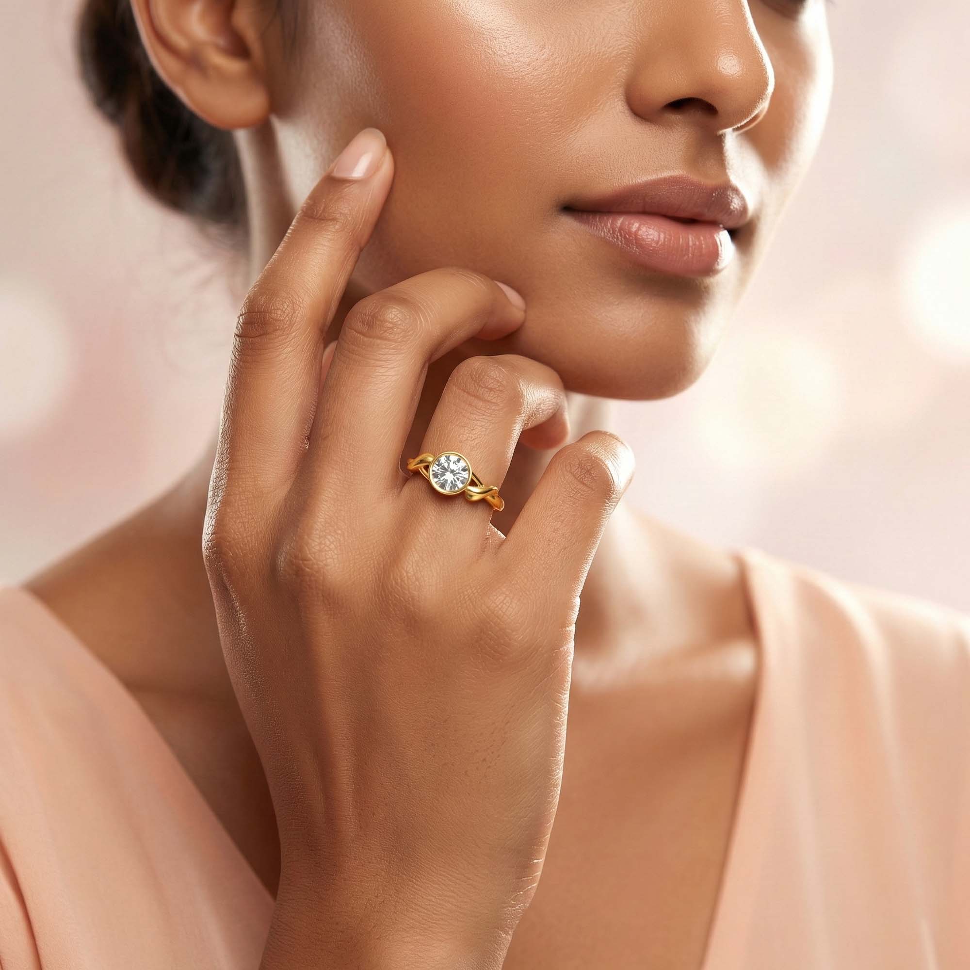 Lab-Grown Diamond Solitaire Ring for Women in 22K Yellow Gold – 0.25 Ct Round, 3 g (Design K10-42-BBZAA) thumbnail