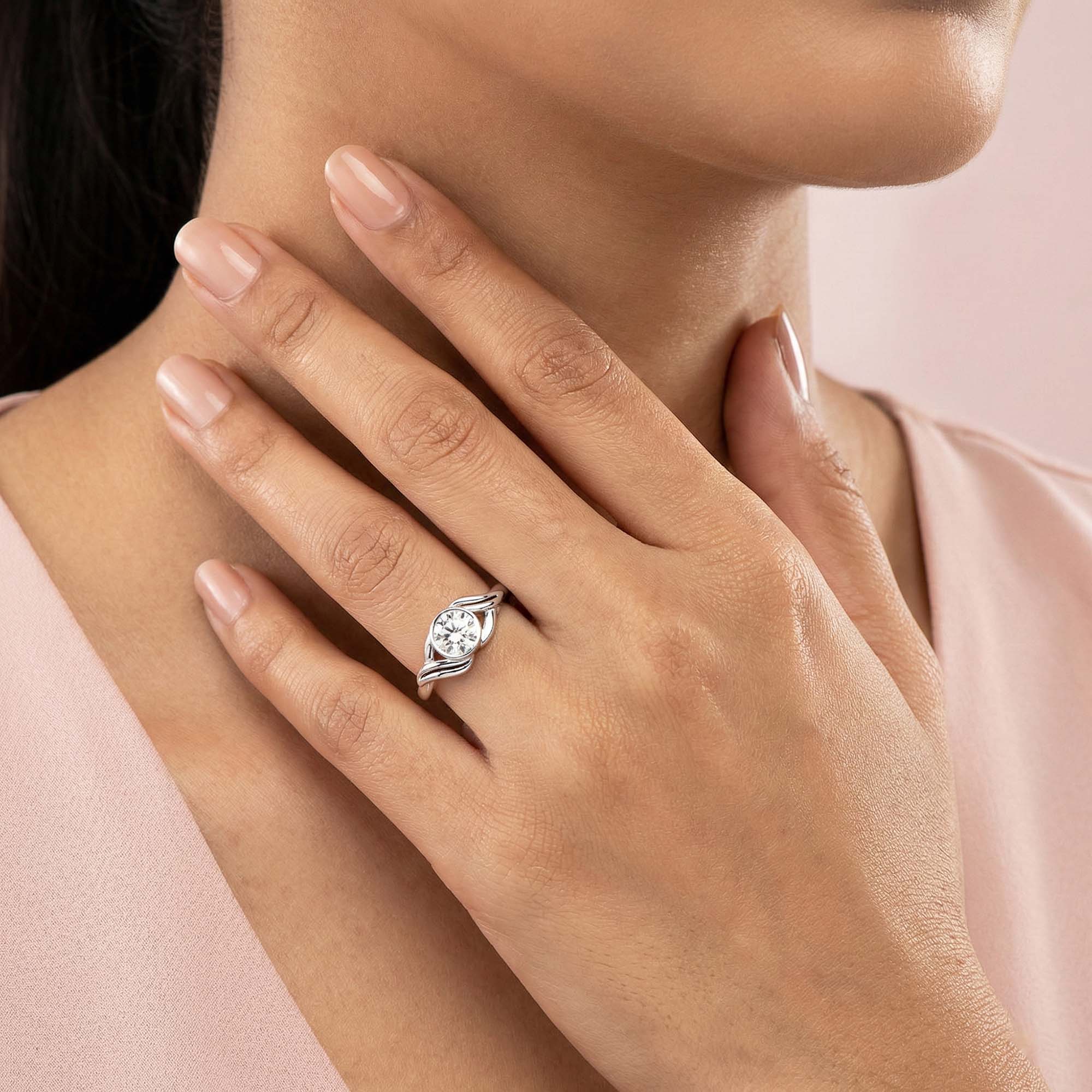 Lab-Grown Diamond Solitaire Ring for Women in 18K White Gold – 0.25 Ct Round, 3 g (Design K10-44-BBZAA) thumbnail