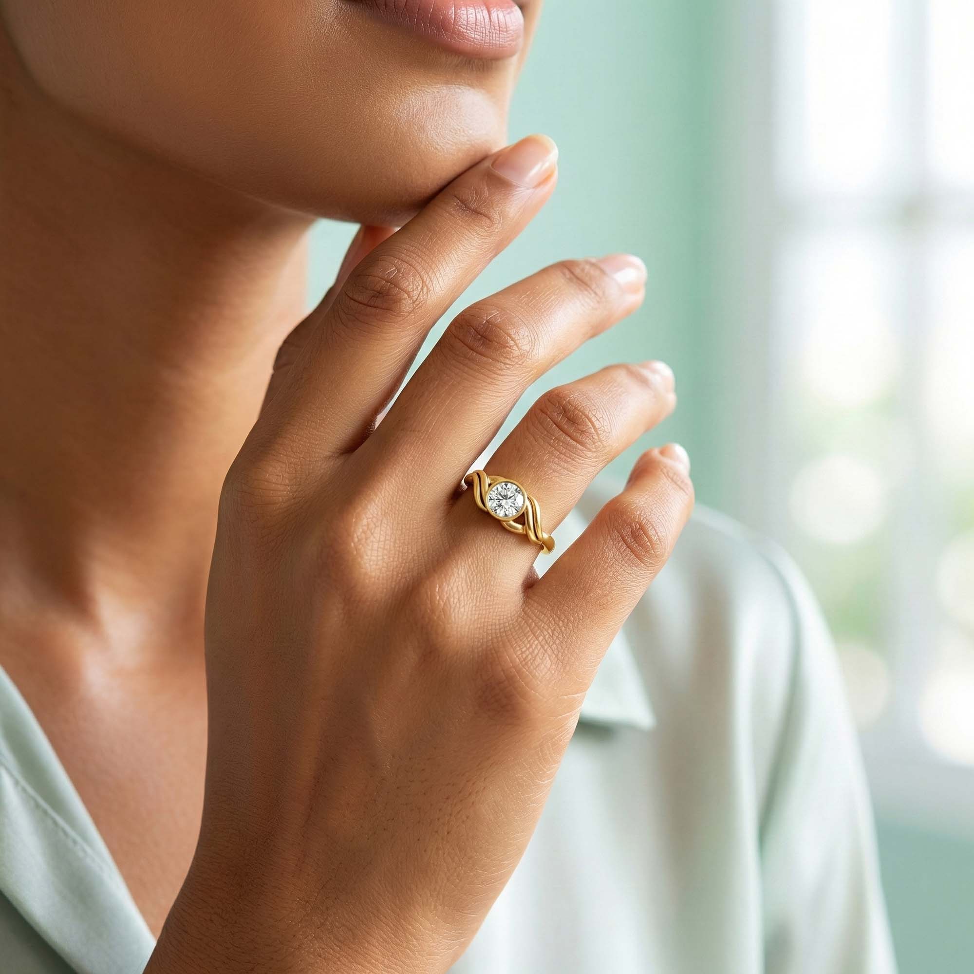 Lab-Grown Diamond Solitaire Ring for Women in 22K Yellow Gold – 0.25 Ct Round, 3 g (Design K10-44-BBZAA) thumbnail