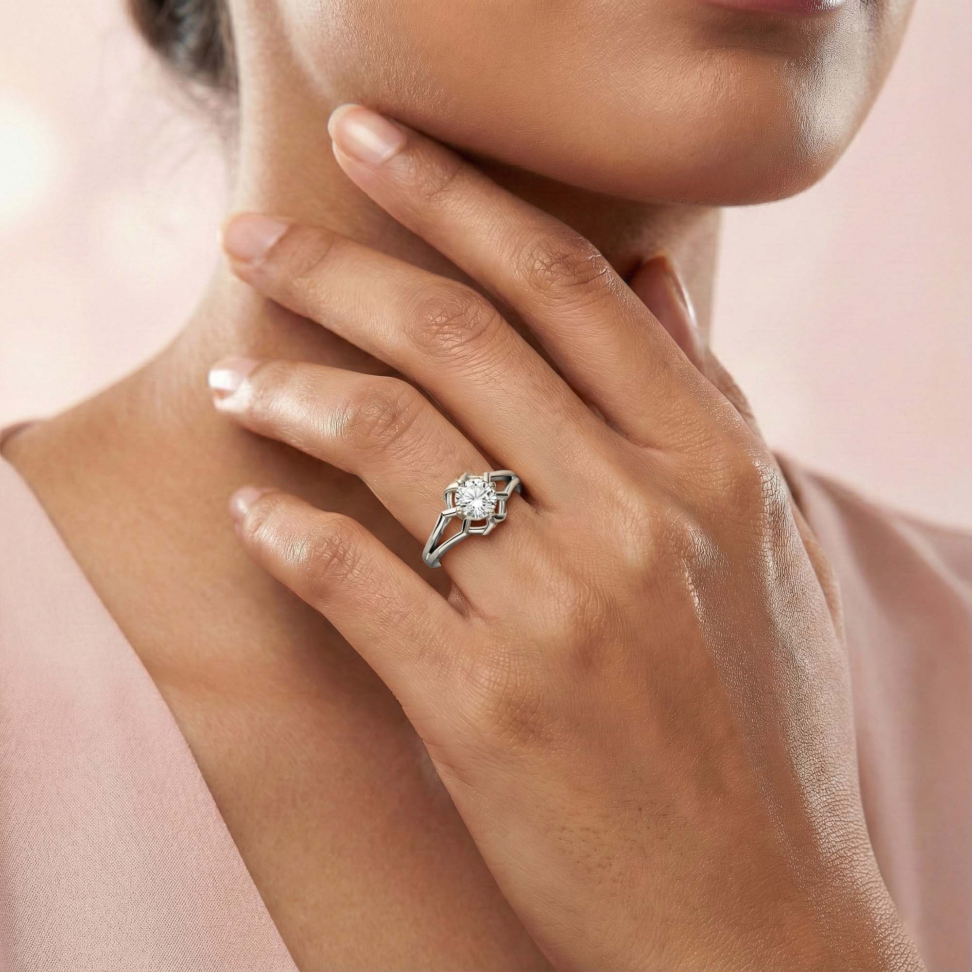 Lab-Grown Diamond Solitaire Ring for Women in 18K White Gold – 0.25 Ct Round, 3 g (Design K10-45-APGAA) thumbnail