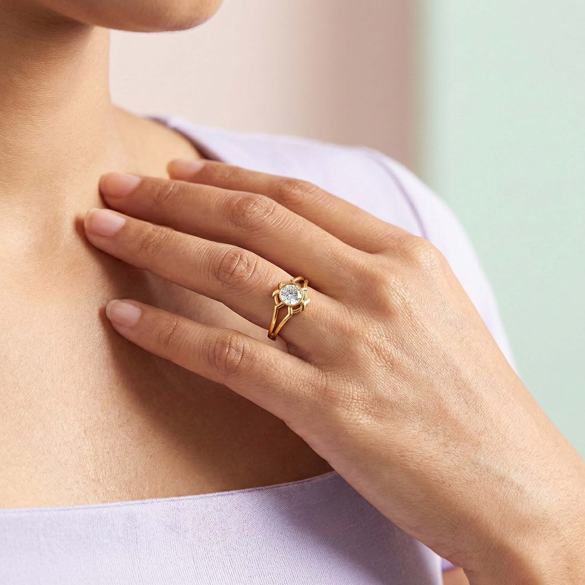 Lab-Grown Diamond Solitaire Ring for Women in 22K Yellow Gold – 0.25 Ct Round, 3 g (Design K10-45-BBZAA) thumbnail