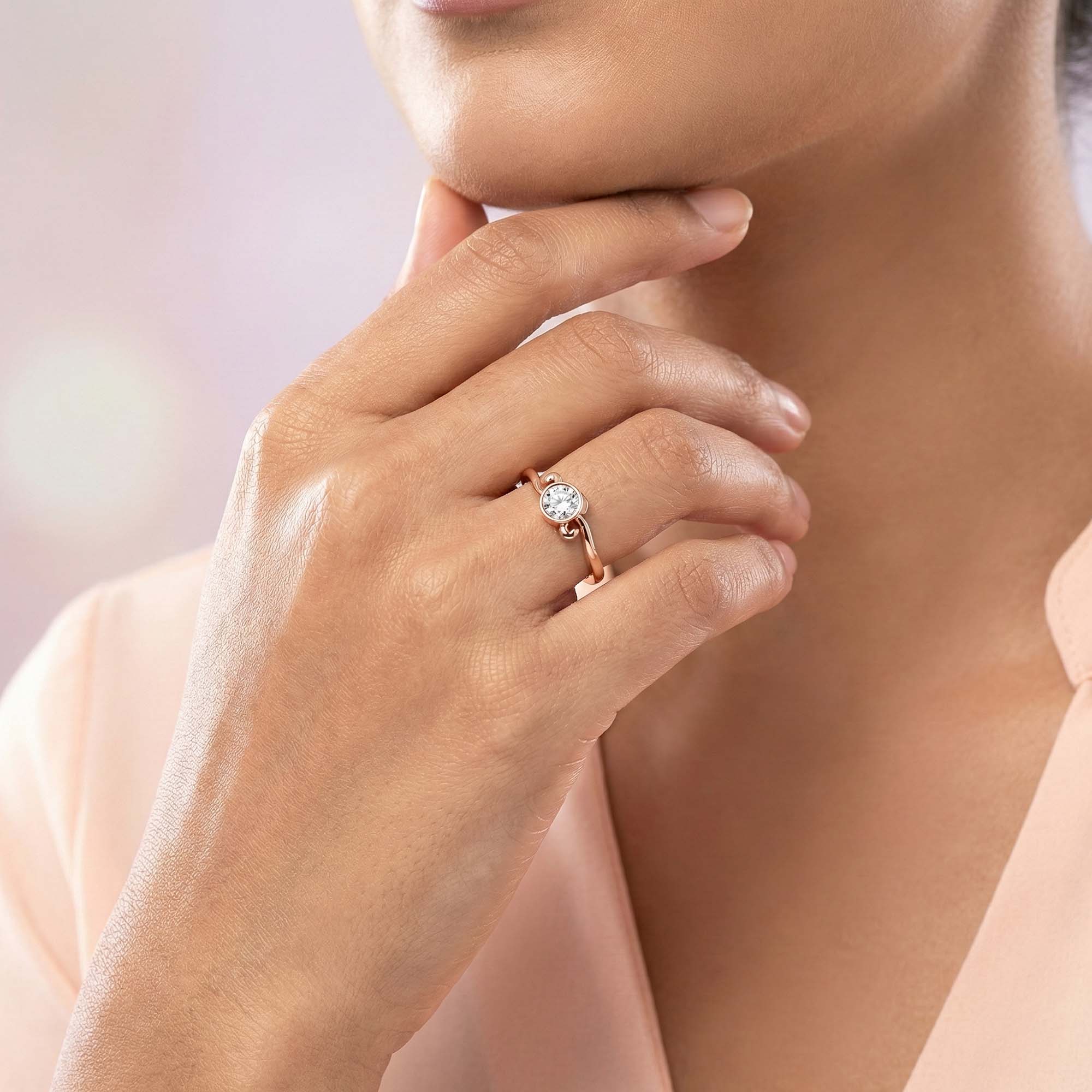 Lab-Grown Diamond Solitaire Ring for Women in 18K Rose Gold – 0.25 Ct Round, 3 g (Design K10-46-BBZAA) thumbnail