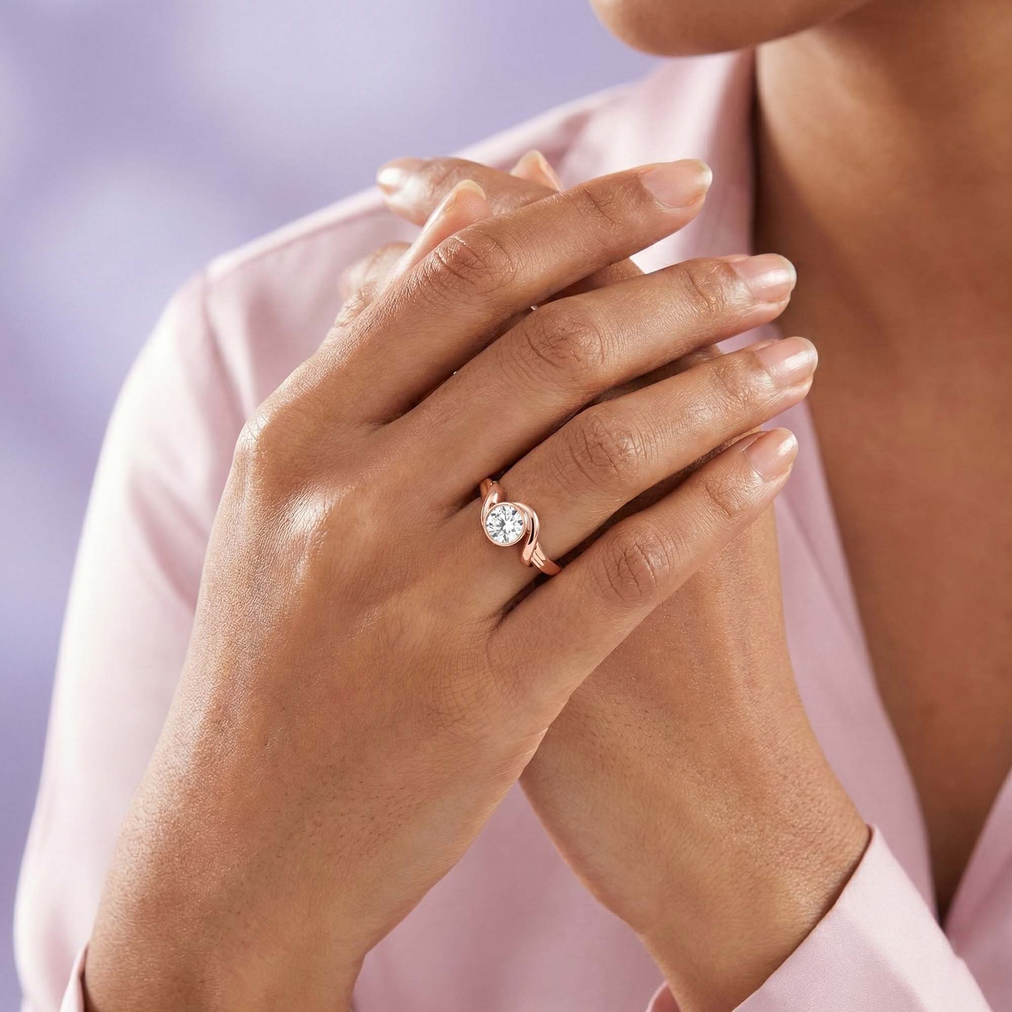 Lab-Grown Diamond Solitaire Ring for Women in 18K Rose Gold – 0.25 Ct Round, 3 g (Design K10-47-BBZAA) thumbnail