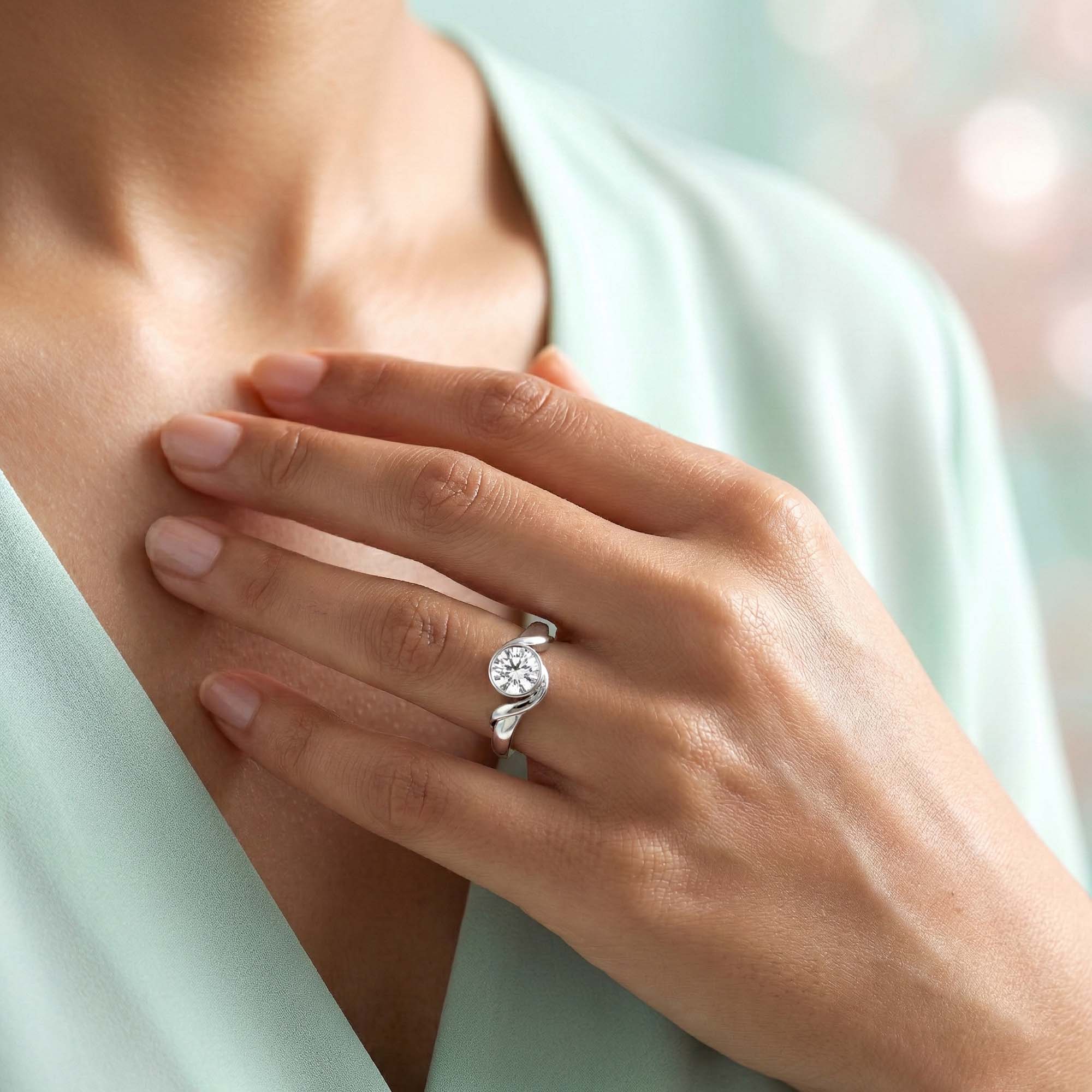 Lab-Grown Diamond Solitaire Ring for Women in 18K White Gold – 0.25 Ct Round, 3 g (Design K10-47-BBZAA) thumbnail