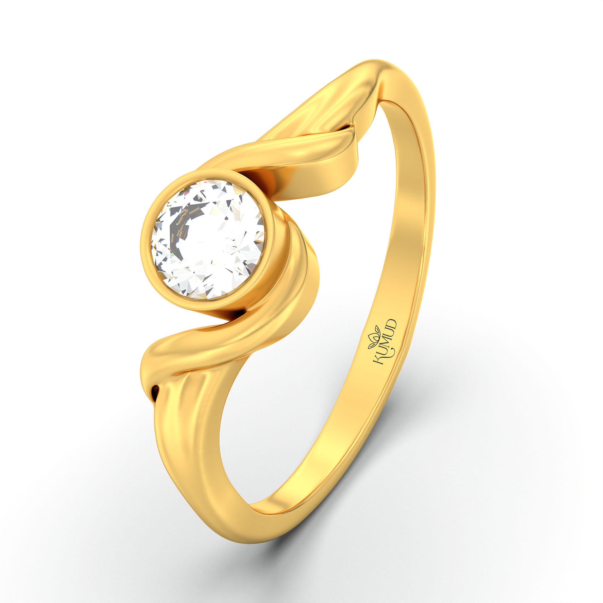 Lab-Grown Diamond Solitaire Ring for Women in 22K Yellow Gold – 0.25 Ct Round, 3 g (Design K10-47-BBZAA) thumbnail