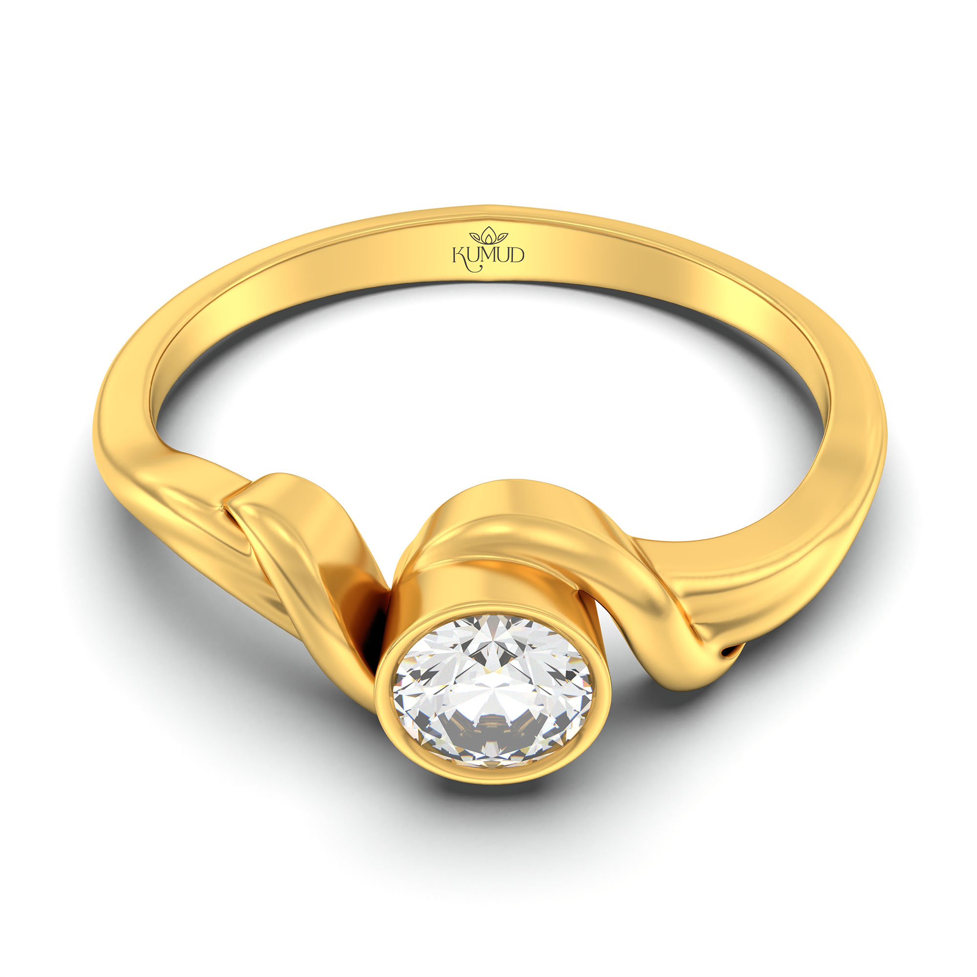 Lab-Grown Diamond Solitaire Ring for Women in 22K Yellow Gold – 0.25 Ct Round, 3 g (Design K10-47-BBZAA) thumbnail