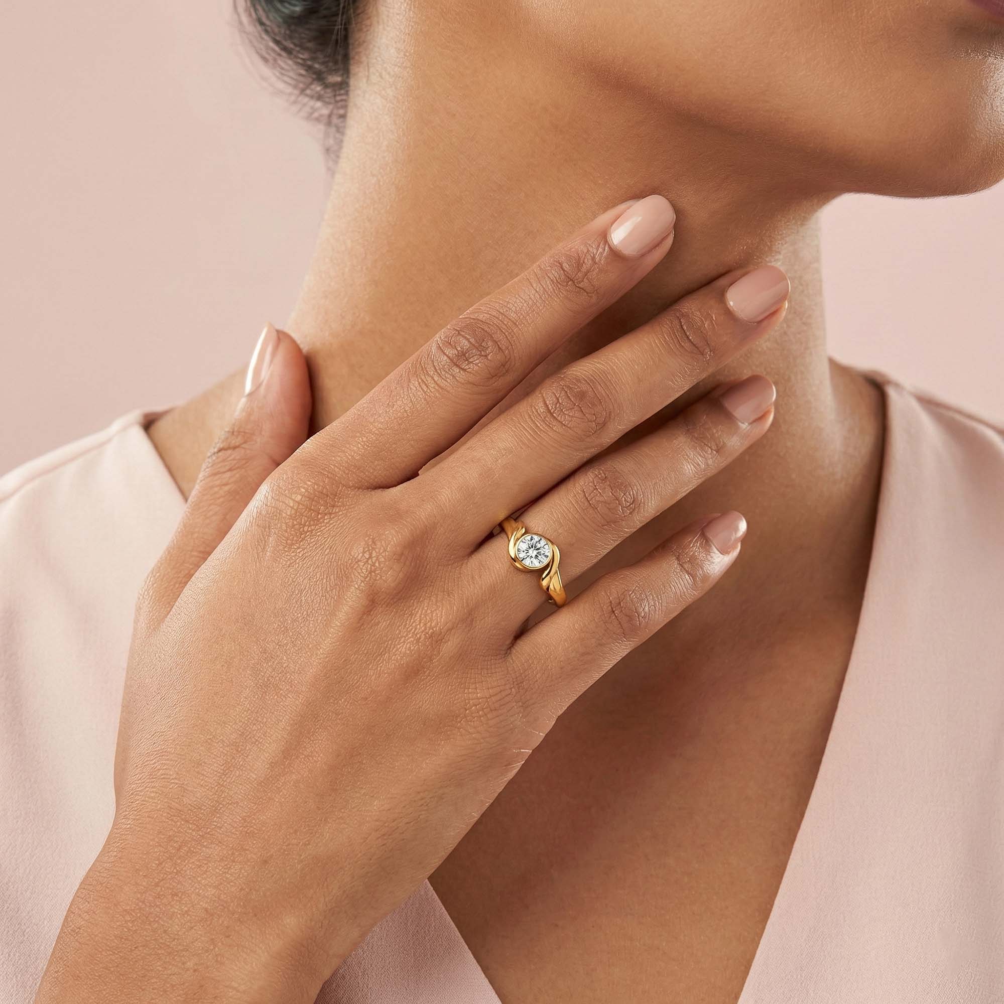 Lab-Grown Diamond Solitaire Ring for Women in 22K Yellow Gold – 0.25 Ct Round, 3 g (Design K10-47-BBZAA) thumbnail