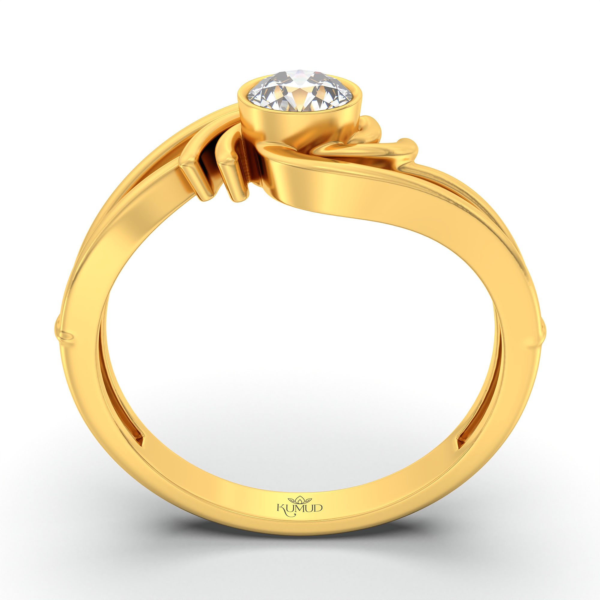 Lab-Grown Diamond Solitaire Ring for Women in 22K Yellow Gold – 0.25 Ct Round, 3 g (Design K10-48-BBZAA) thumbnail