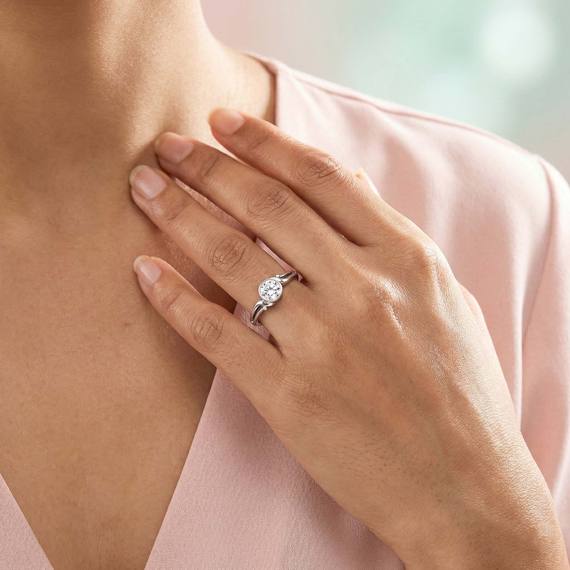 Lab-Grown Diamond Solitaire Ring for Women in 18K White Gold – 0.25 Ct Round, 3 g (Design K10-49-BBZAA) thumbnail