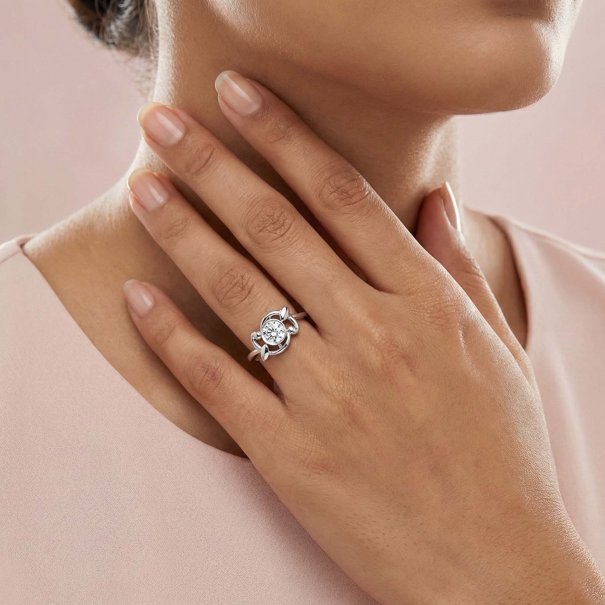 Lab-Grown Diamond Solitaire Ring for Women in 18K White Gold – 0.25 Ct Round, 3 g (Design K10-50-BBZAA) thumbnail