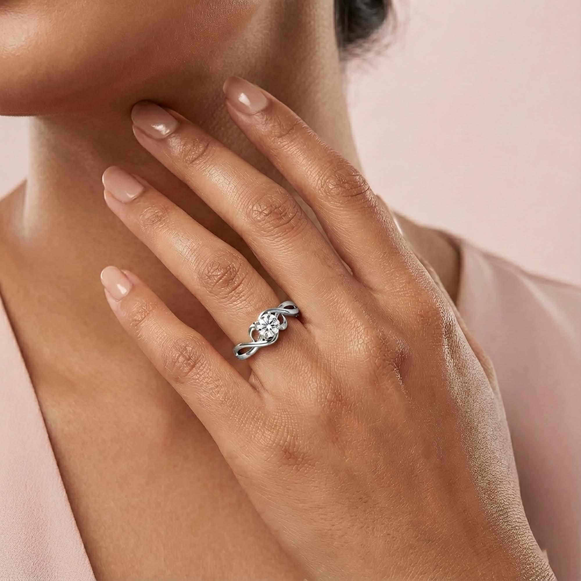 Lab-Grown Diamond Solitaire Ring for Women in 18K White Gold – 0.25 Ct Round, 3 g (Design K10-51-APGAA) thumbnail