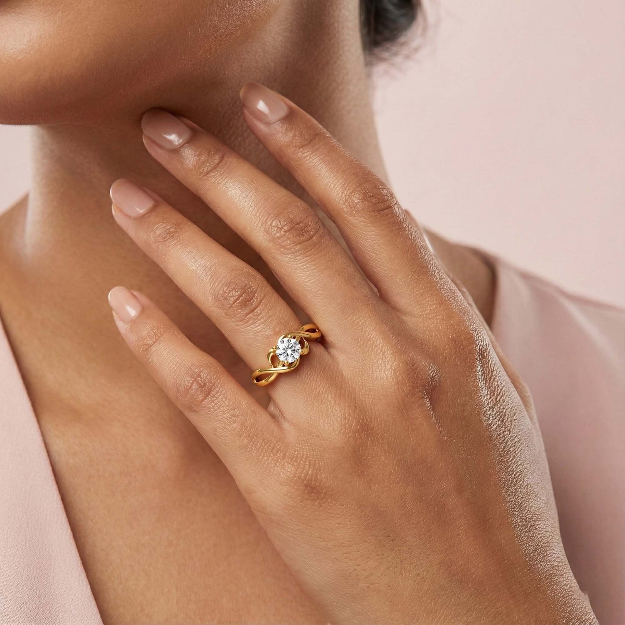 Lab-Grown Diamond Solitaire Ring for Women in 22K Yellow Gold – 0.25 Ct Round, 3 g (Design K10-51-APGAA) thumbnail