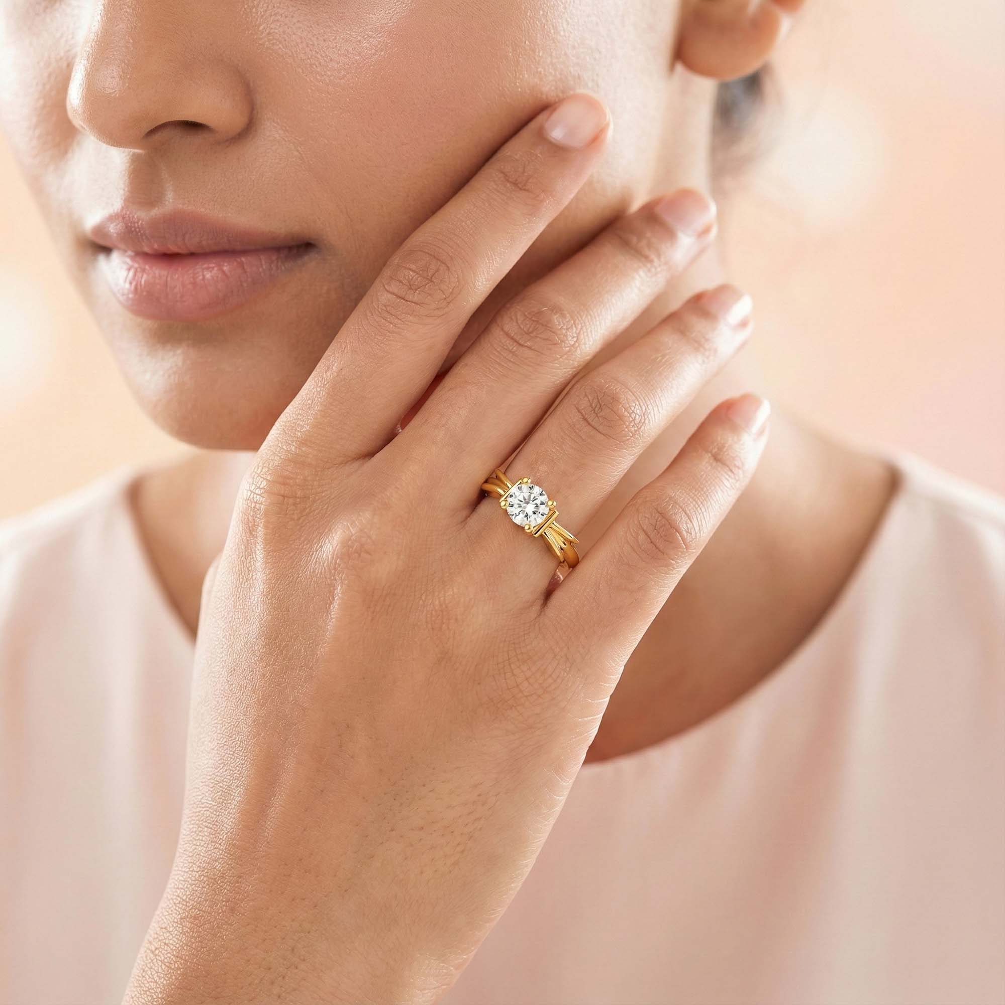 Lab-Grown Diamond Solitaire Ring for Women in 22K Yellow Gold – 0.25 Ct Round, 3 g (Design K10-52-APGAA) thumbnail