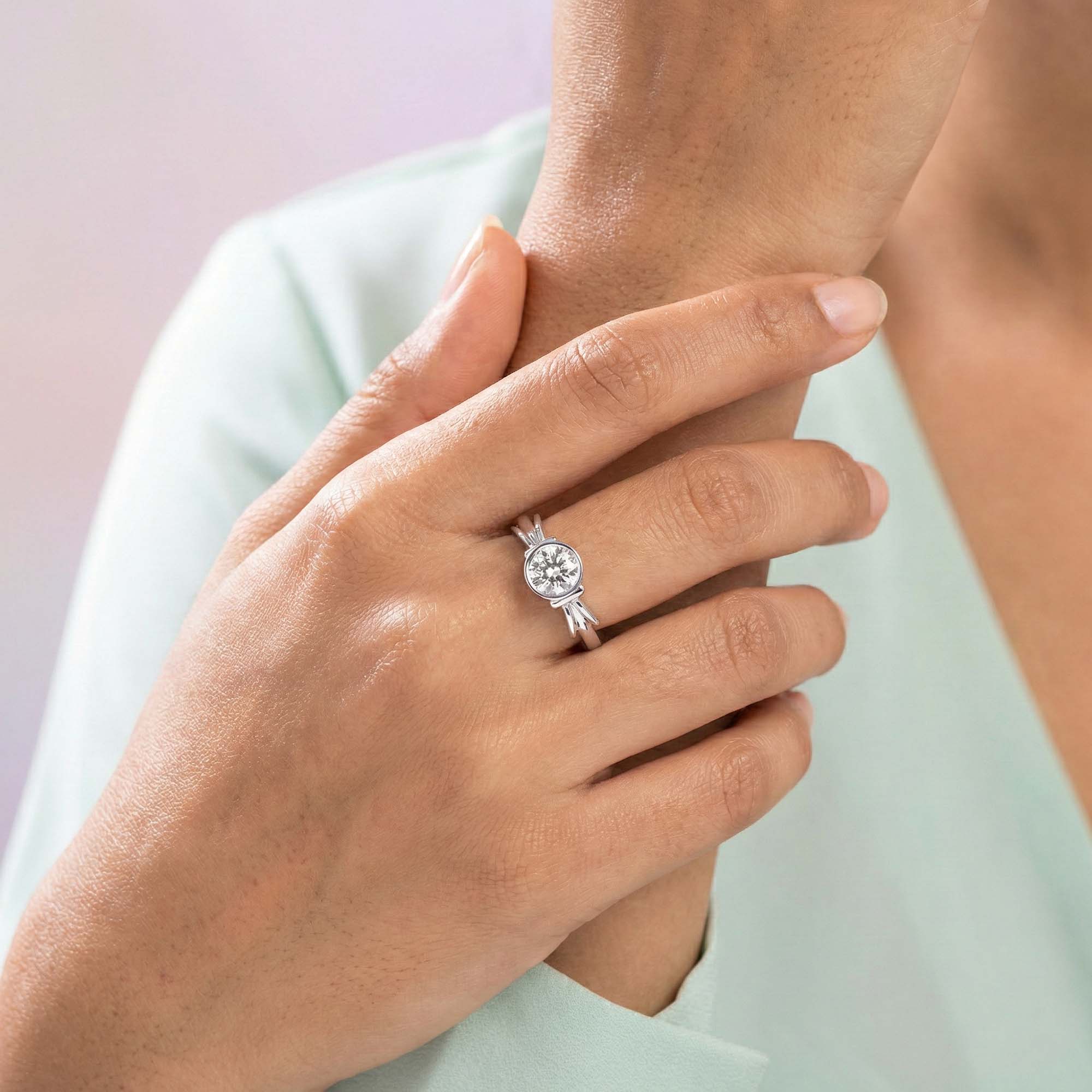 Lab-Grown Diamond Solitaire Ring for Women in 18K White Gold – 0.25 Ct Round, 3 g (Design K10-52-BBZAA) thumbnail