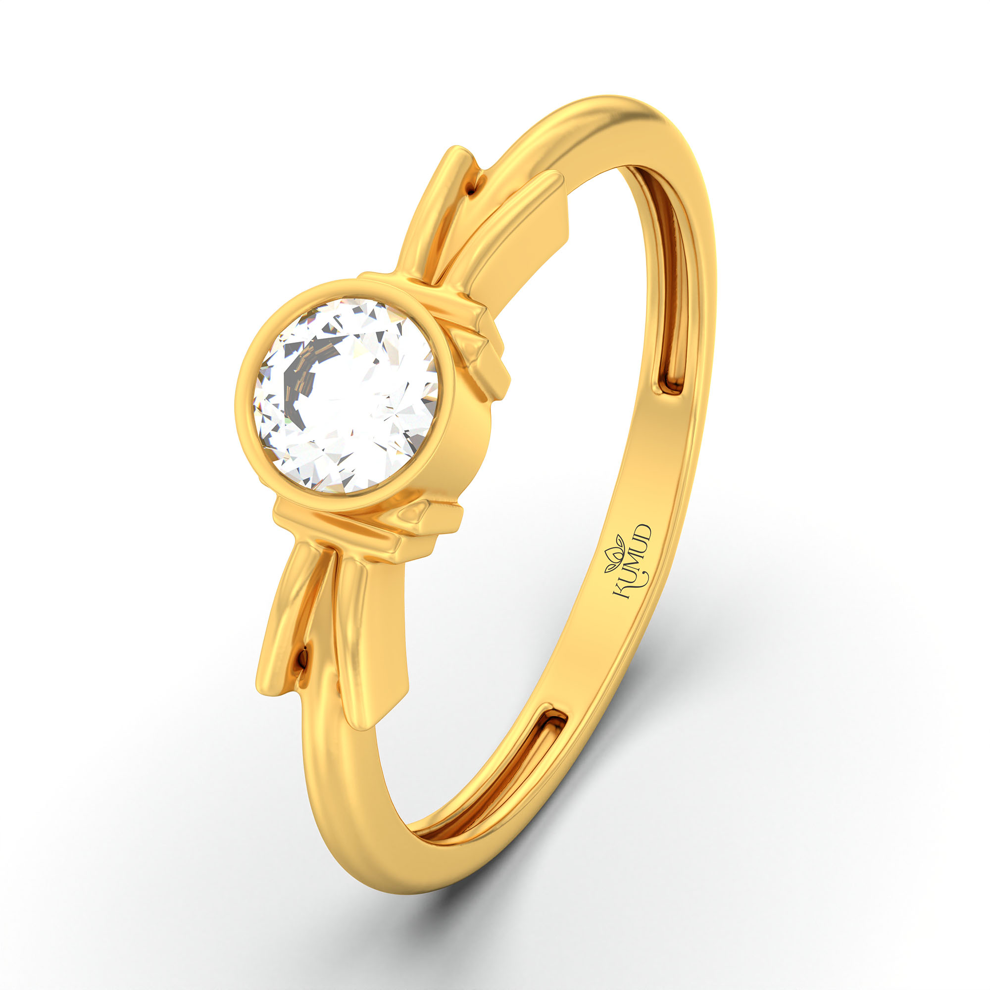 Lab-Grown Diamond Solitaire Ring for Women in 22K Yellow Gold – 0.25 Ct Round, 3 g (Design K10-52-BBZAA) thumbnail