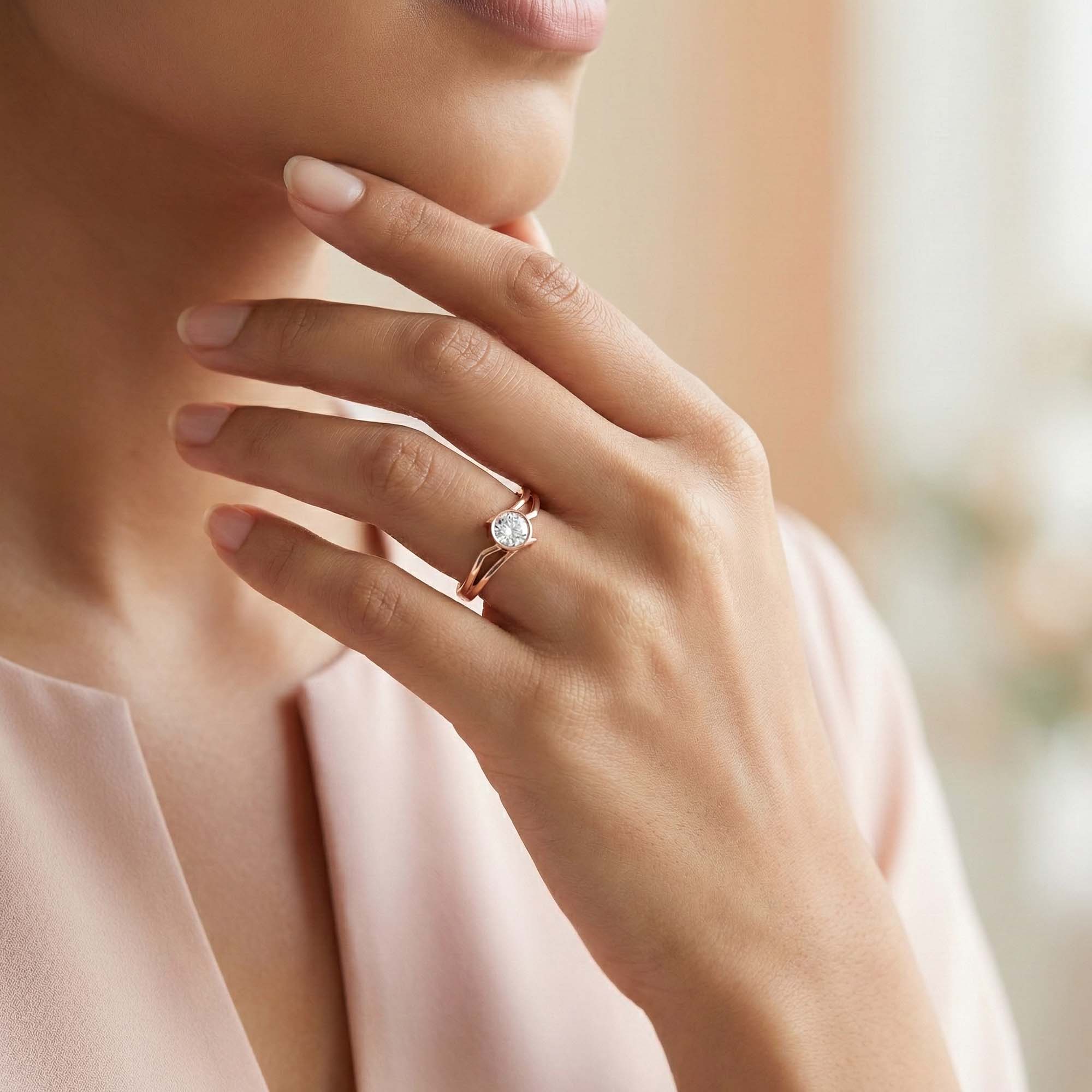 Lab-Grown Diamond Solitaire Ring for Women in 18K Rose Gold – 0.25 Ct Round, 3 g (Design K10-53-BBZAA) thumbnail