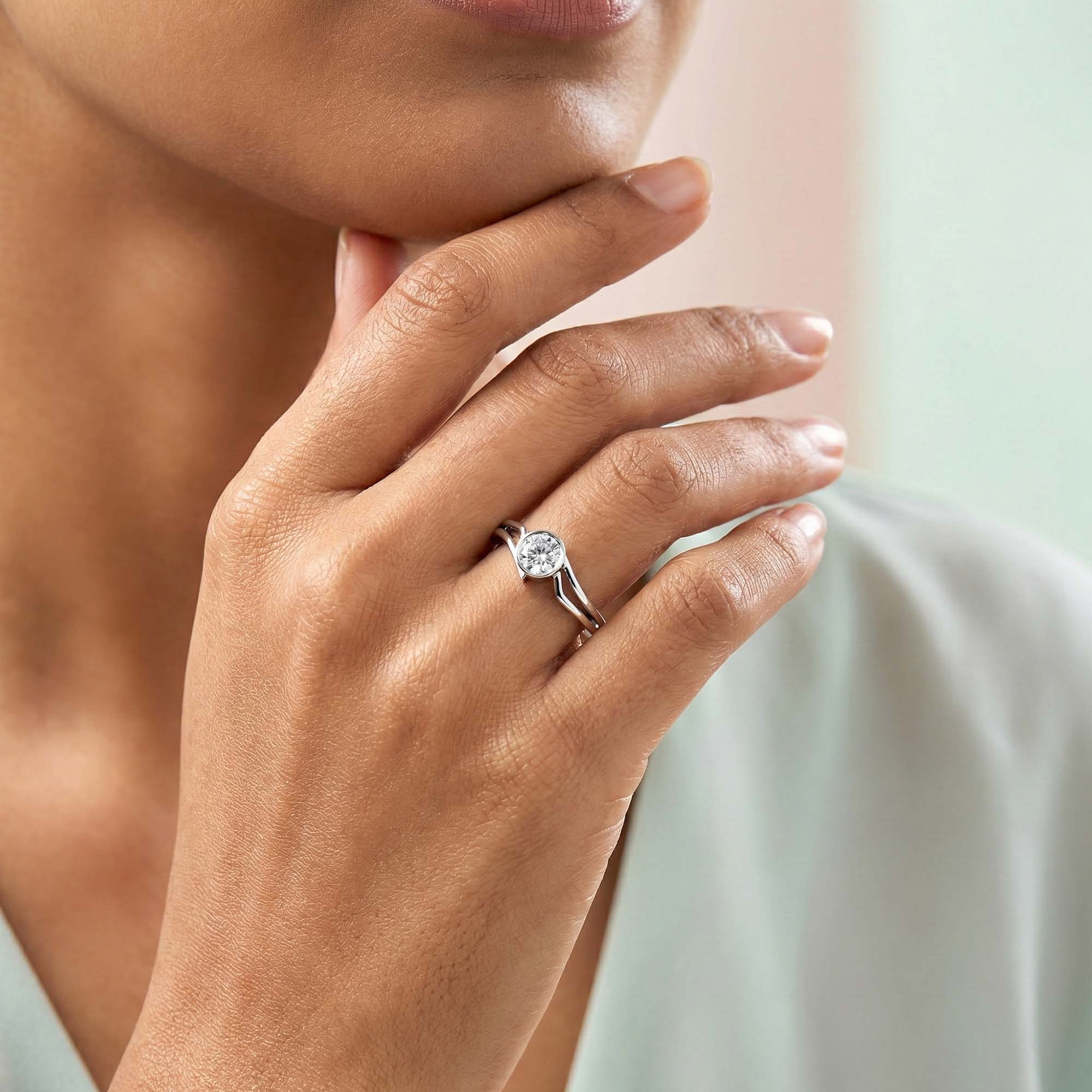 Lab-Grown Diamond Solitaire Ring for Women in 18K White Gold – 0.25 Ct Round, 3 g (Design K10-53-BBZAA) thumbnail